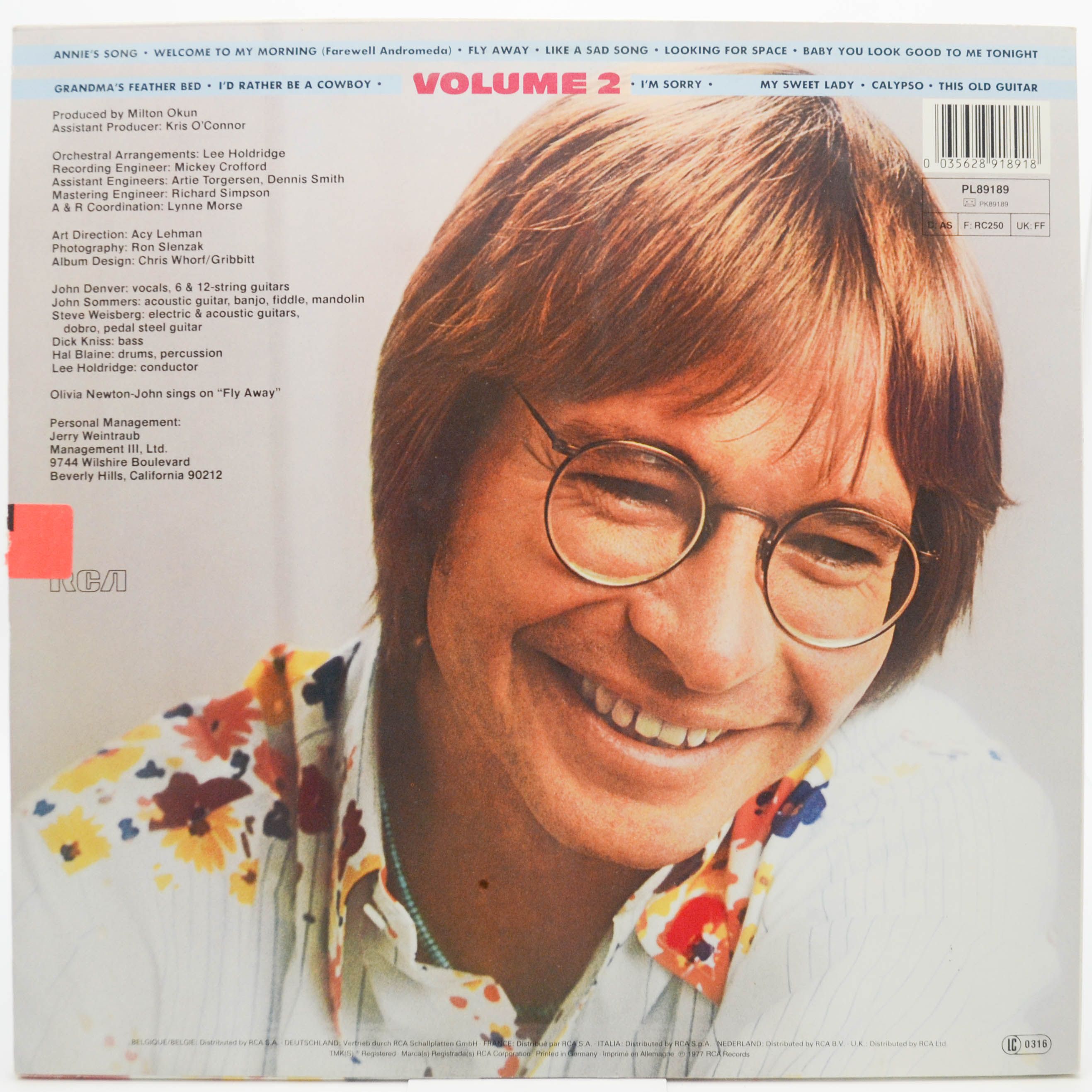 Виниловая пластинка John Denver — The Best Of Vol.2, 1977