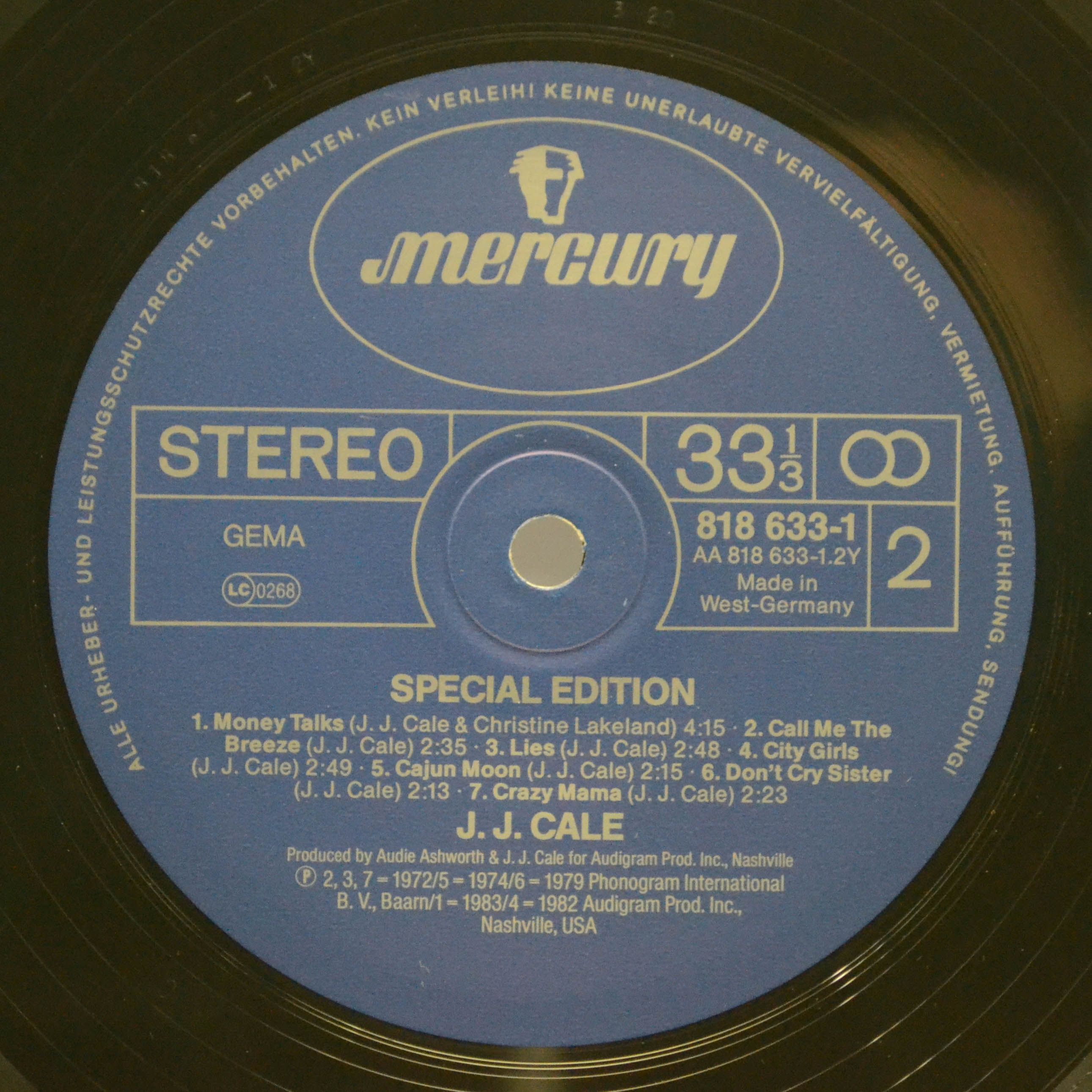 Виниловая пластинка JJ Cale — Special Edition, 1984