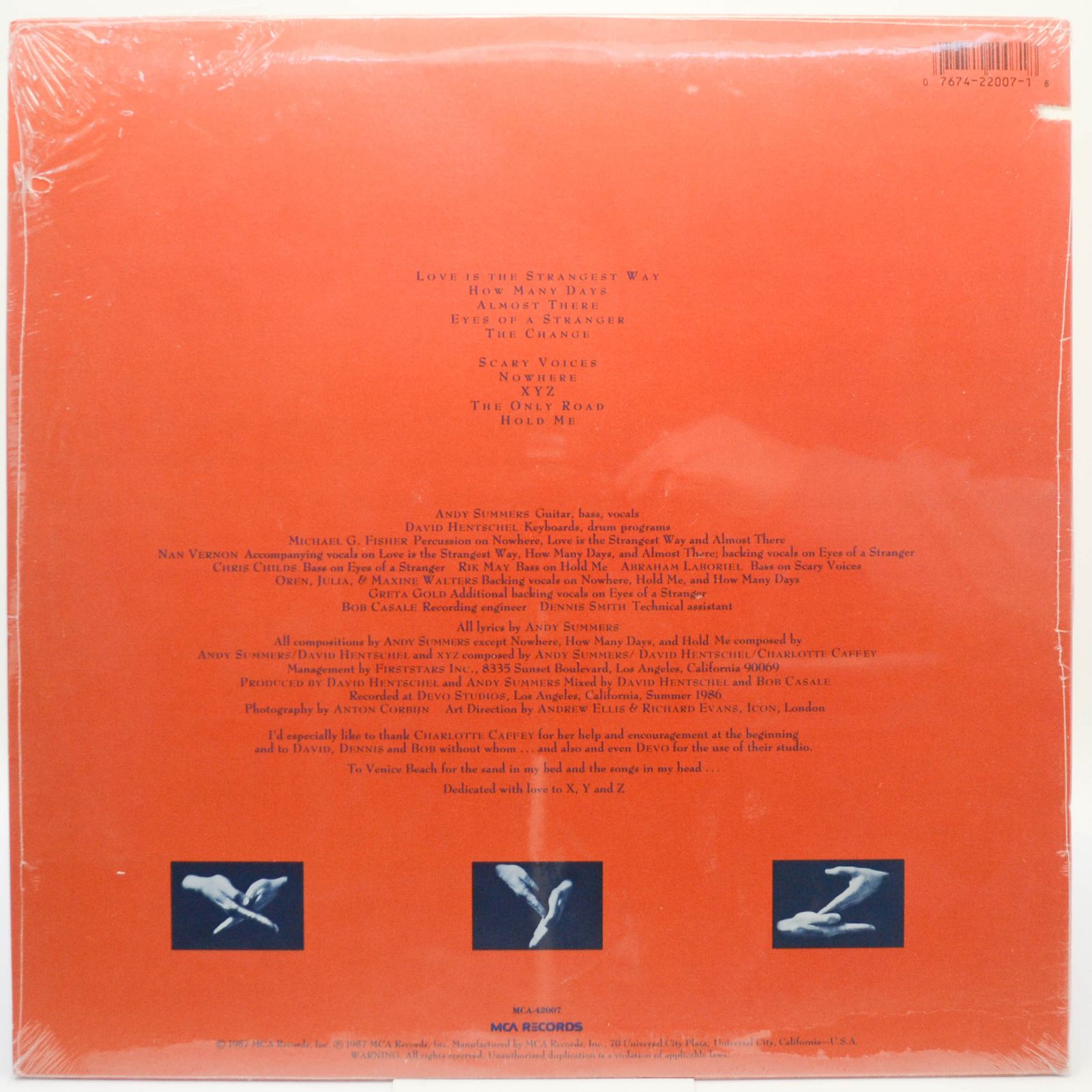 Виниловая пластинка Andy Summers — Xyz, 1987