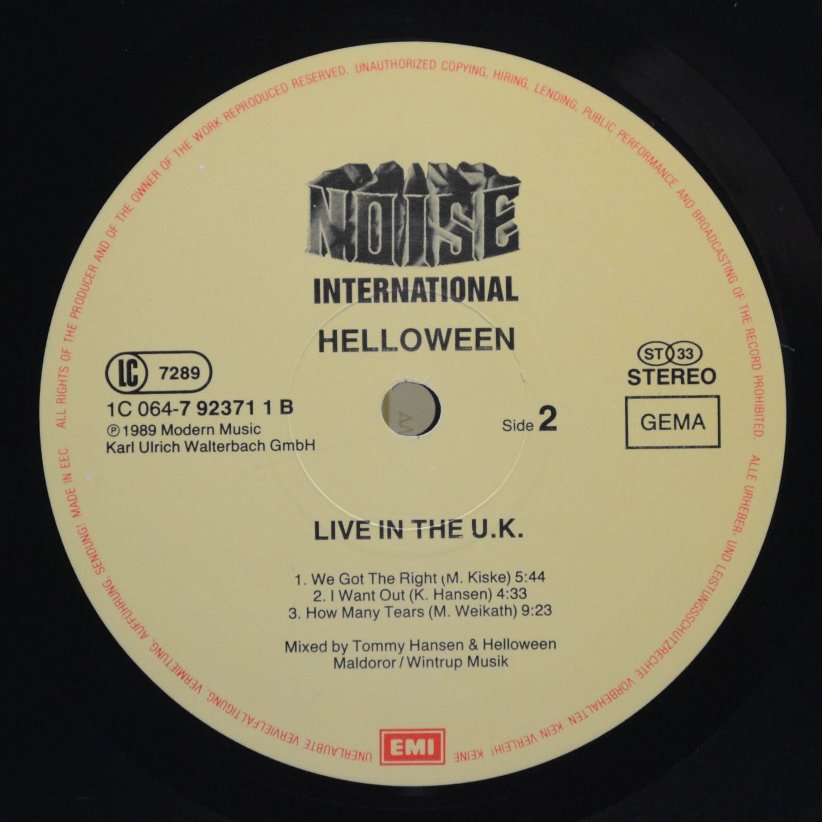 Helloween — Live In The U.K., 1989