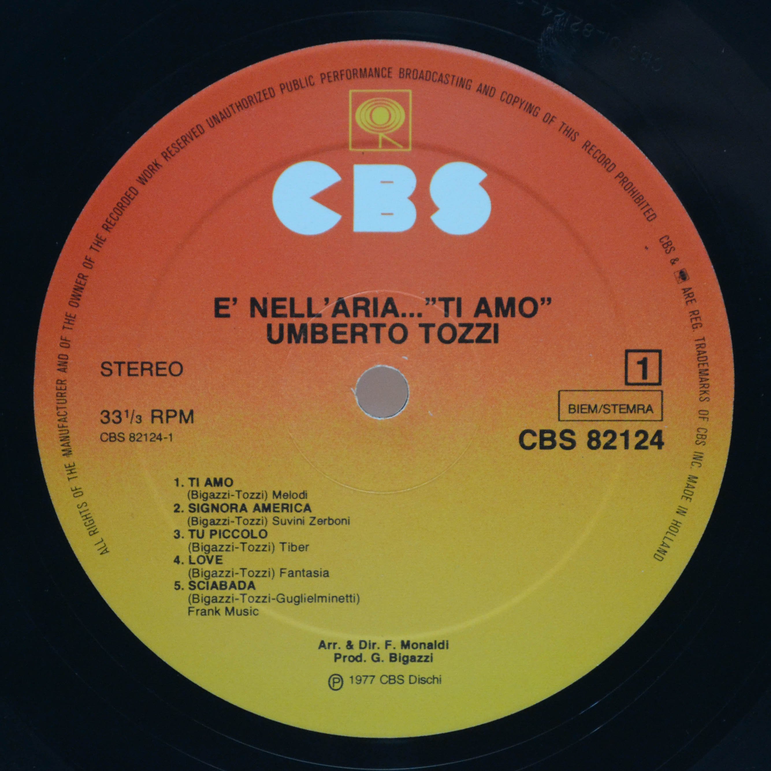 Виниловая пластинка Umberto Tozzi — È Nell'Aria...Ti Amo, 1977