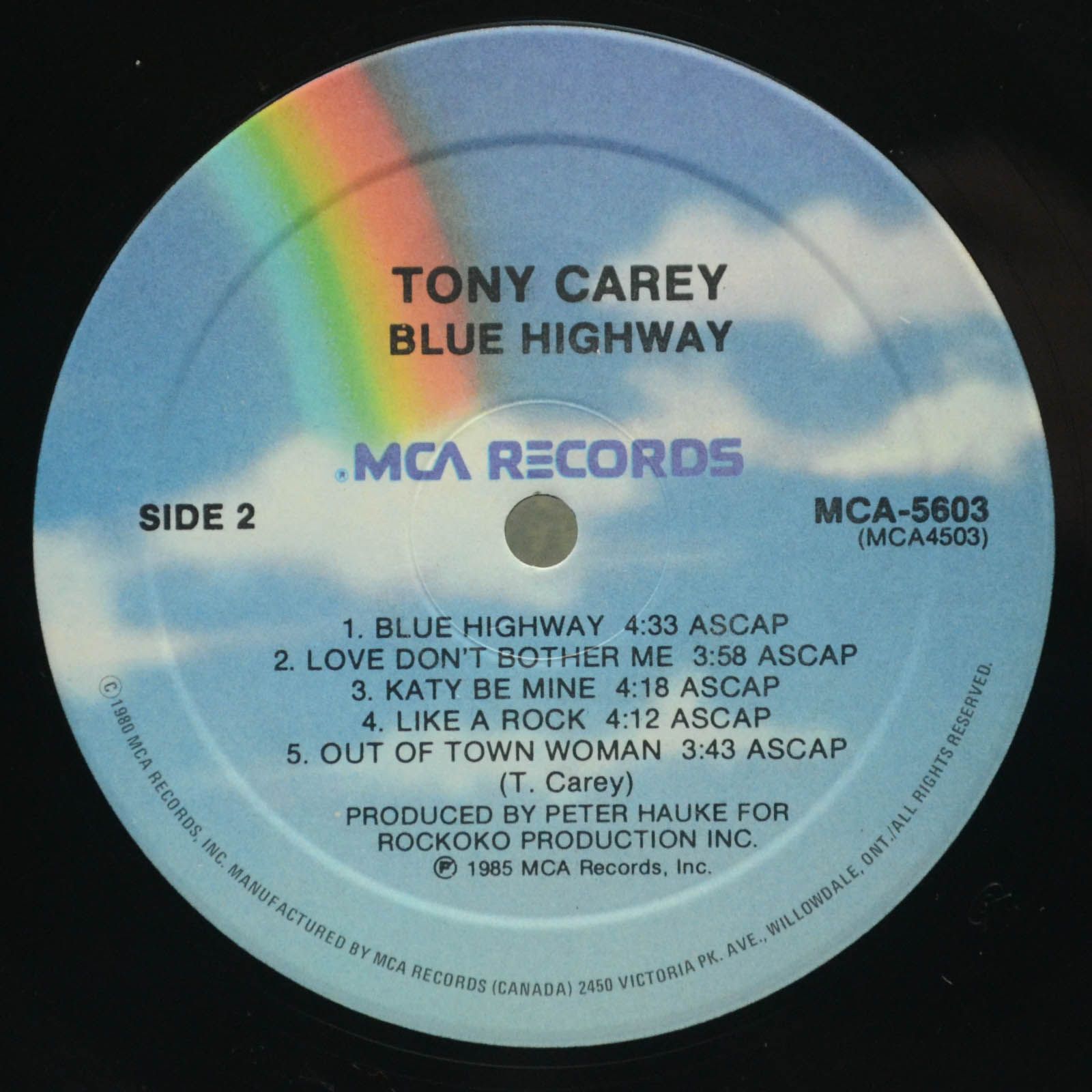 Виниловая пластинка Tony Carey — Blue Highway, 1985