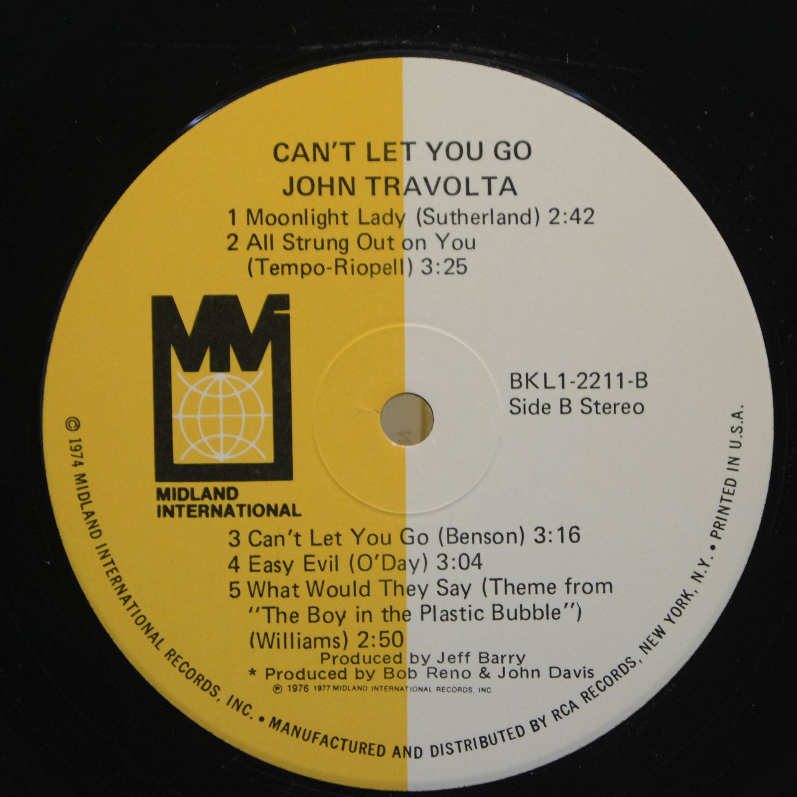 Виниловая пластинка John Travolta — Can't Let You Go, 1977