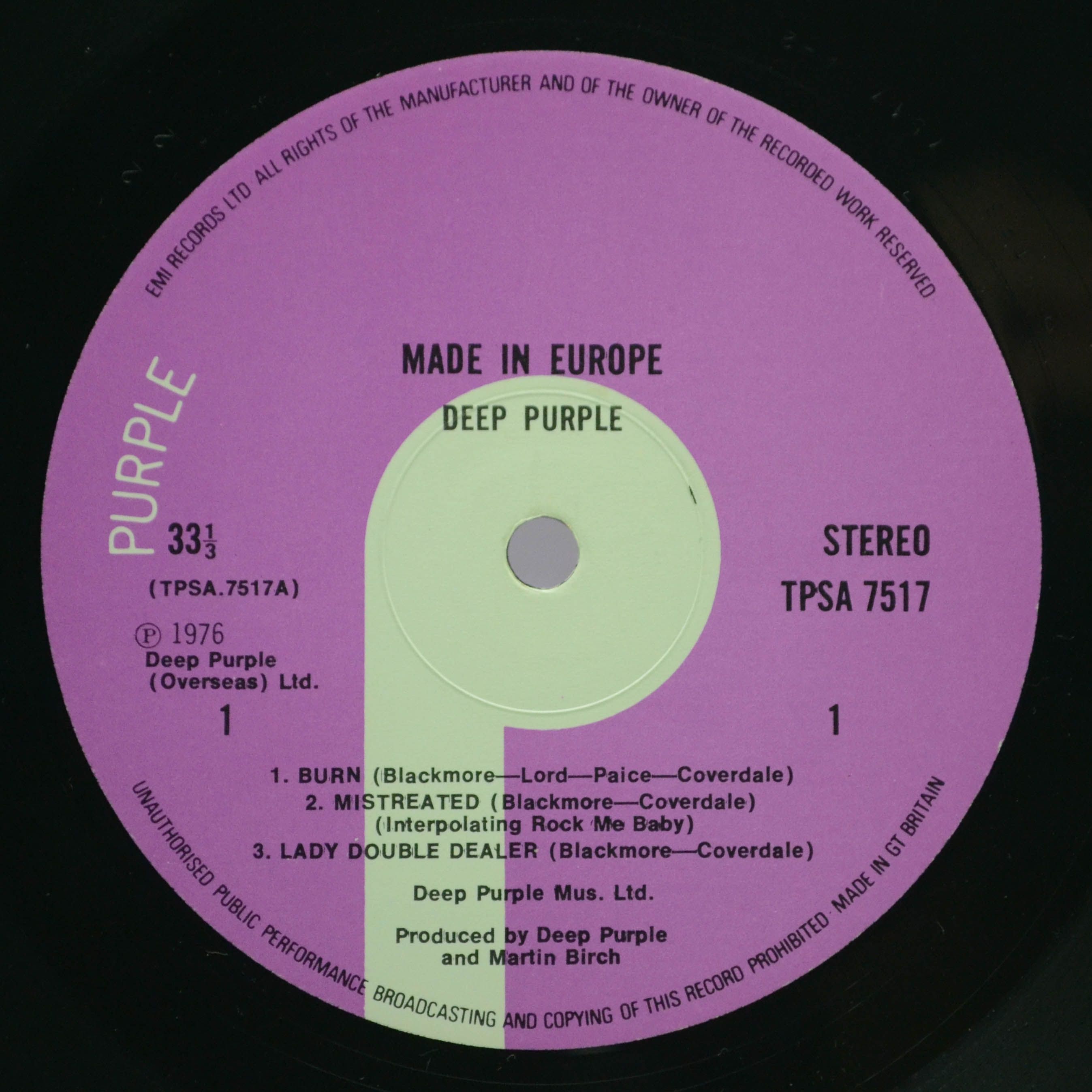 Deep Purple — Made In Europe (UK), 1976