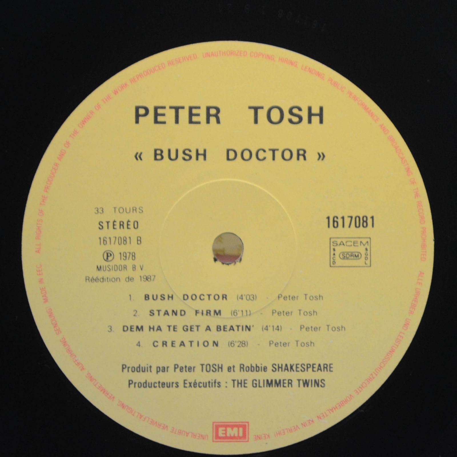 Виниловая пластинка Peter Tosh — Bush Doctor, 1987