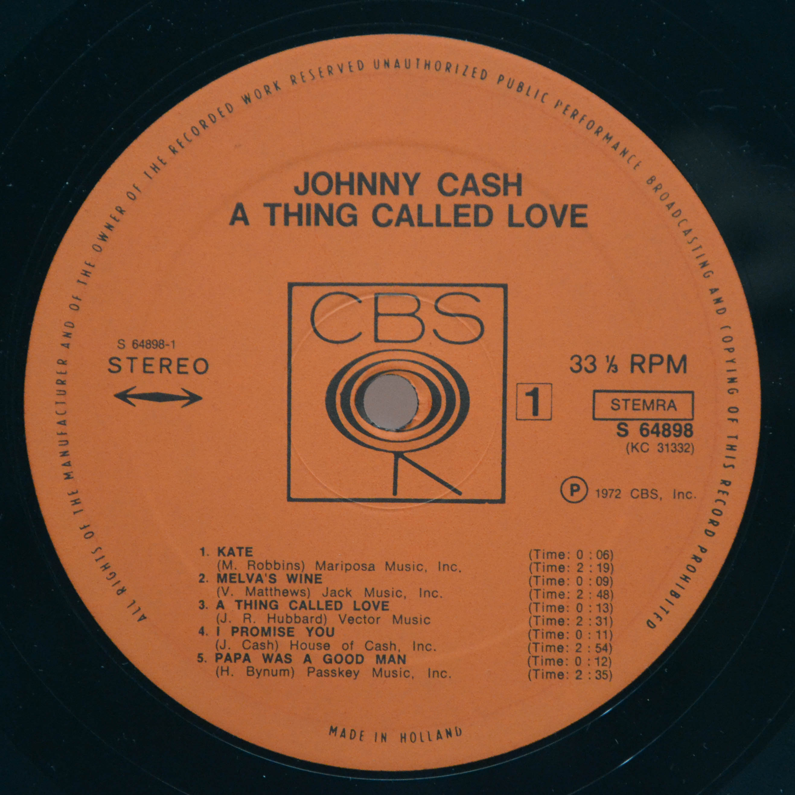 Виниловая пластинка Johnny Cash — A Thing Called Love, 1972