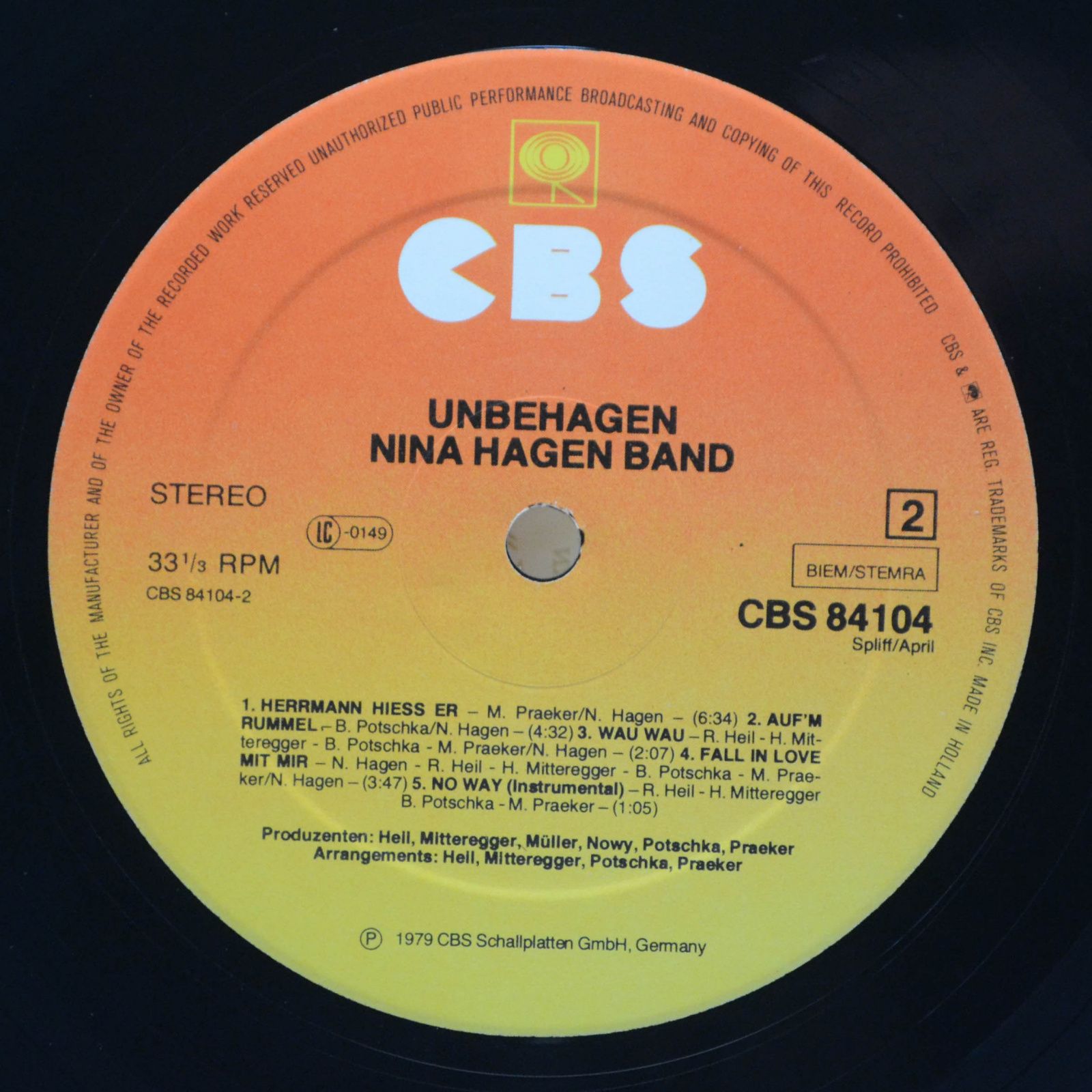Nina Hagen Band — Unbehagen, 1979
