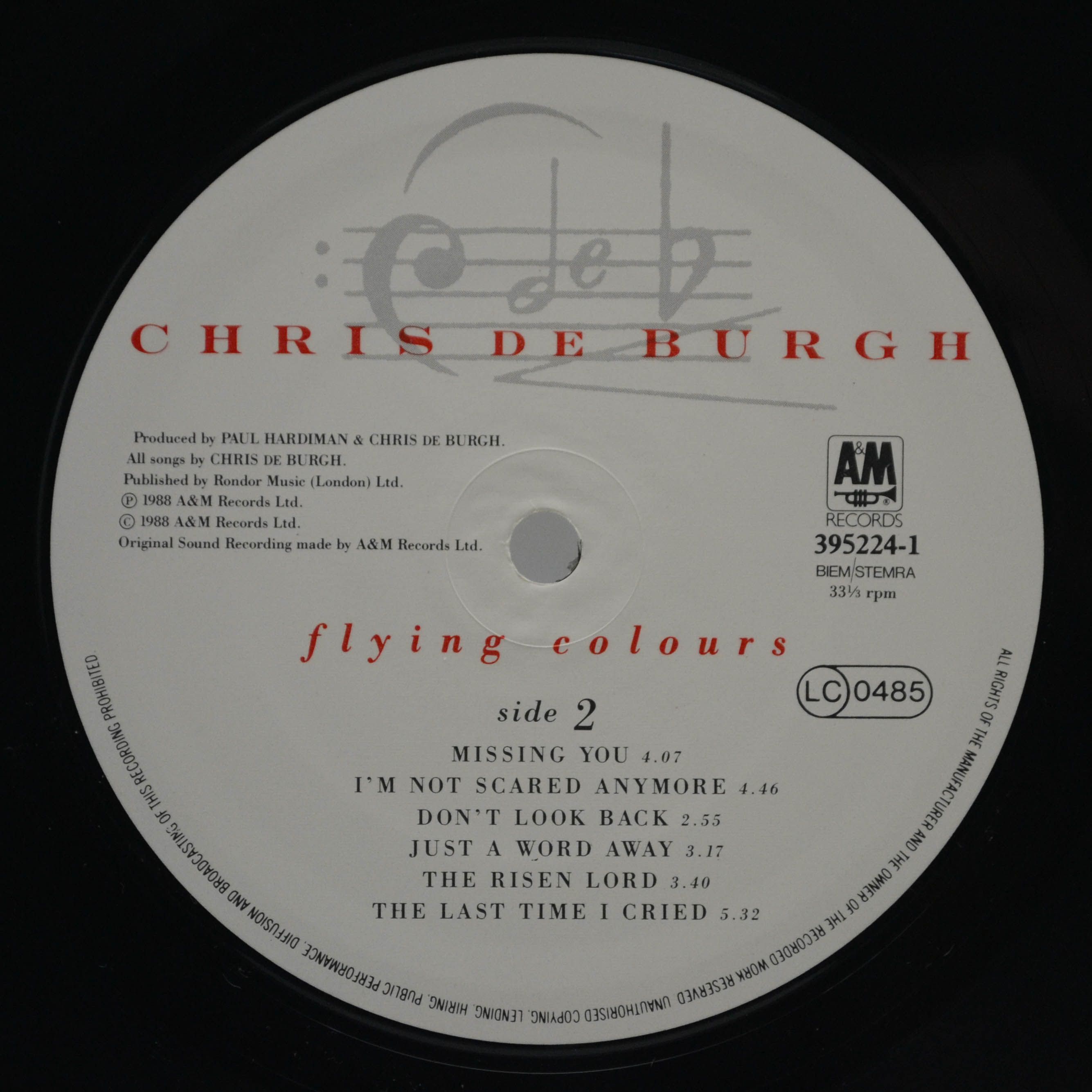 Виниловая пластинка Chris de Burgh — Flying Colours, 1988
