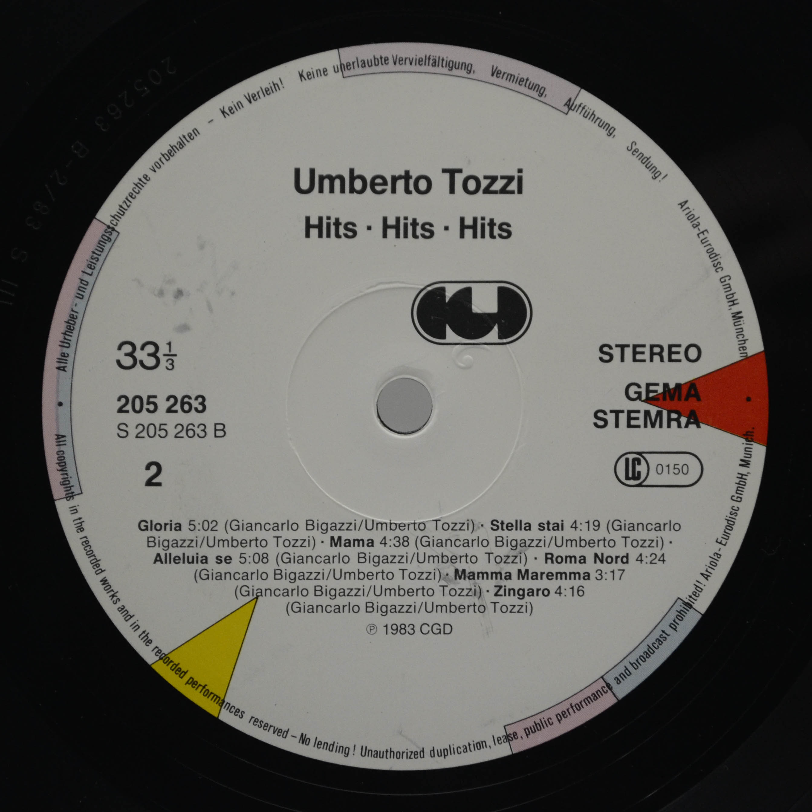 Виниловая пластинка Umberto Tozzi — Hits Hits Hits, 1983