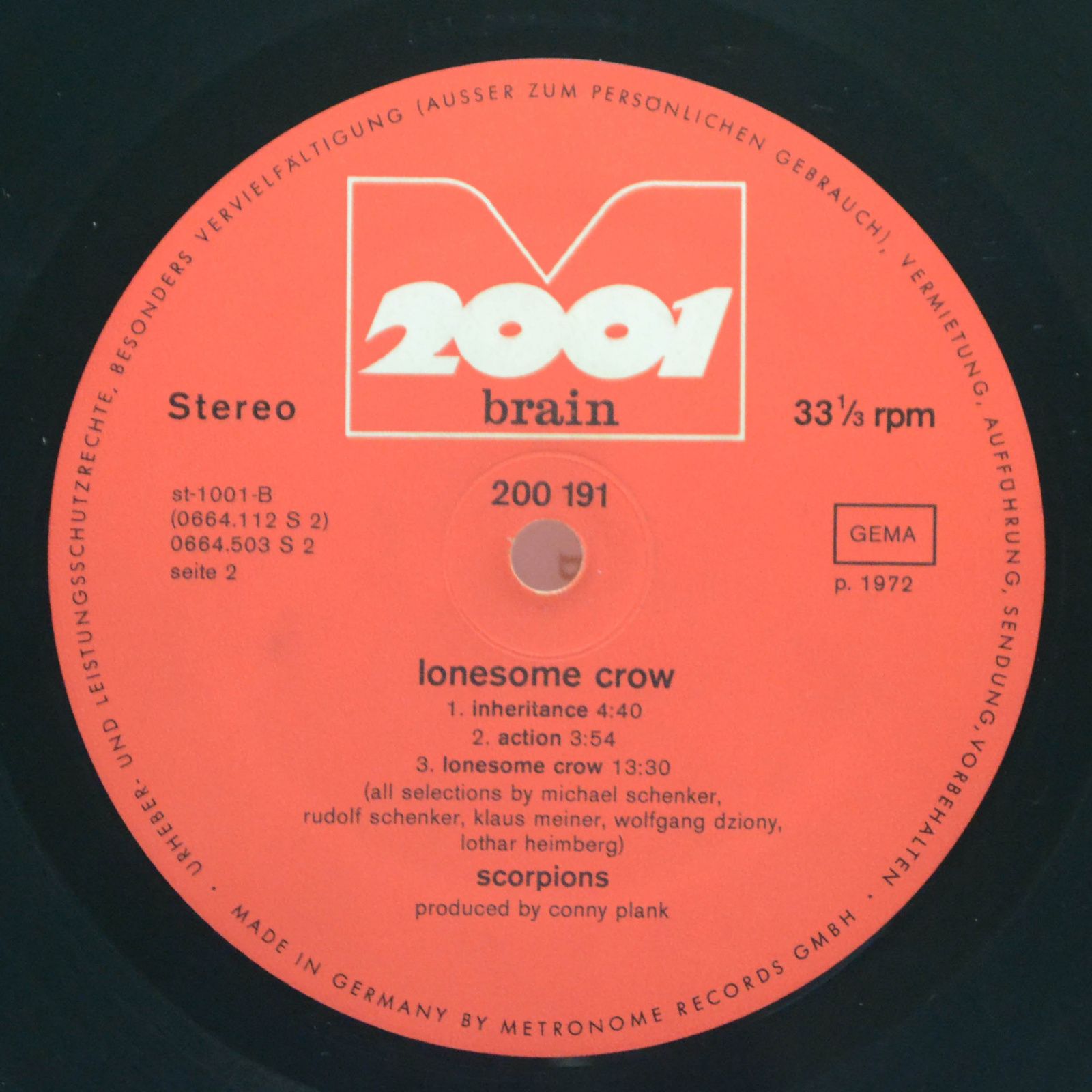 Виниловая пластинка Scorpions — Lonesome Crow, 1972