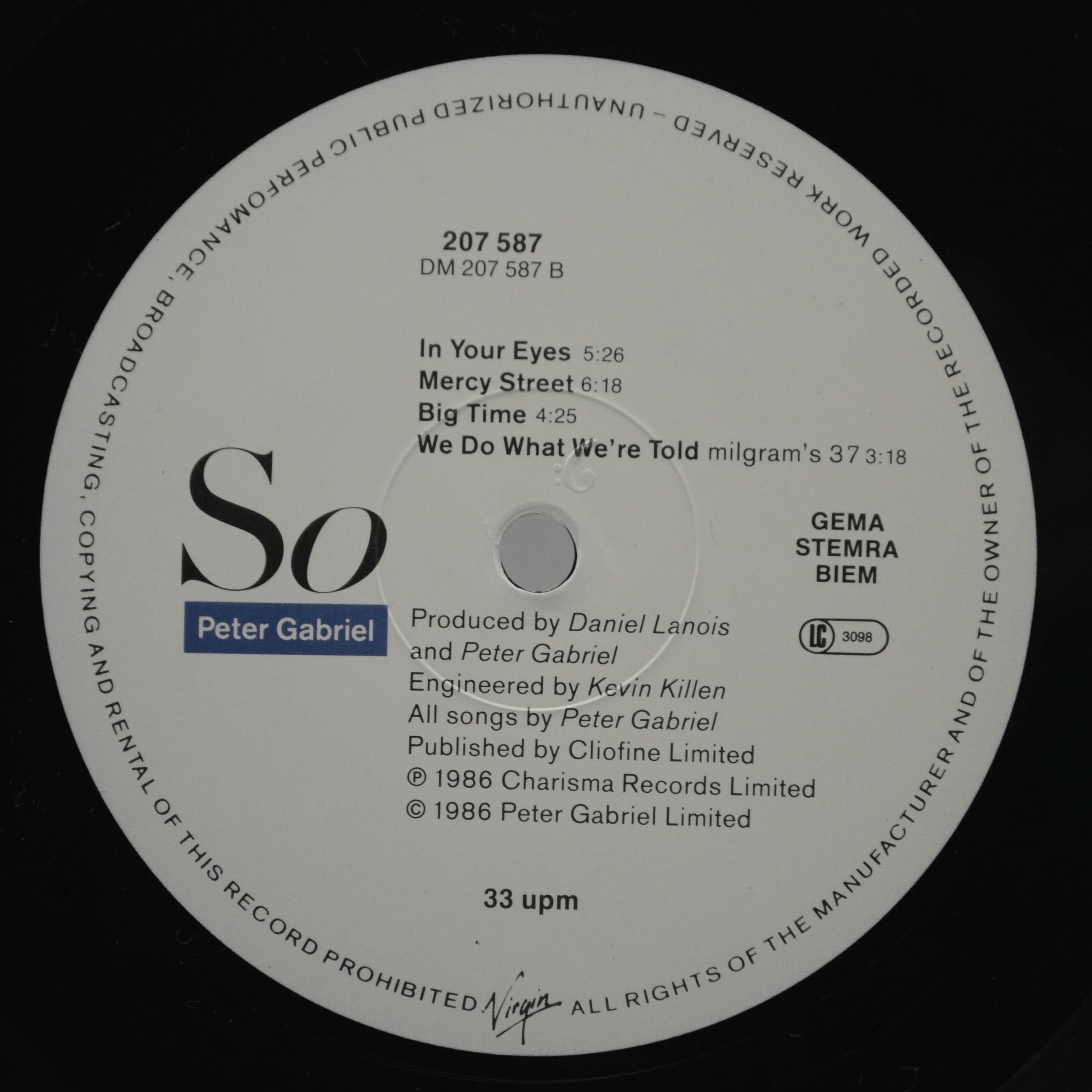 Peter Gabriel — So, 1986