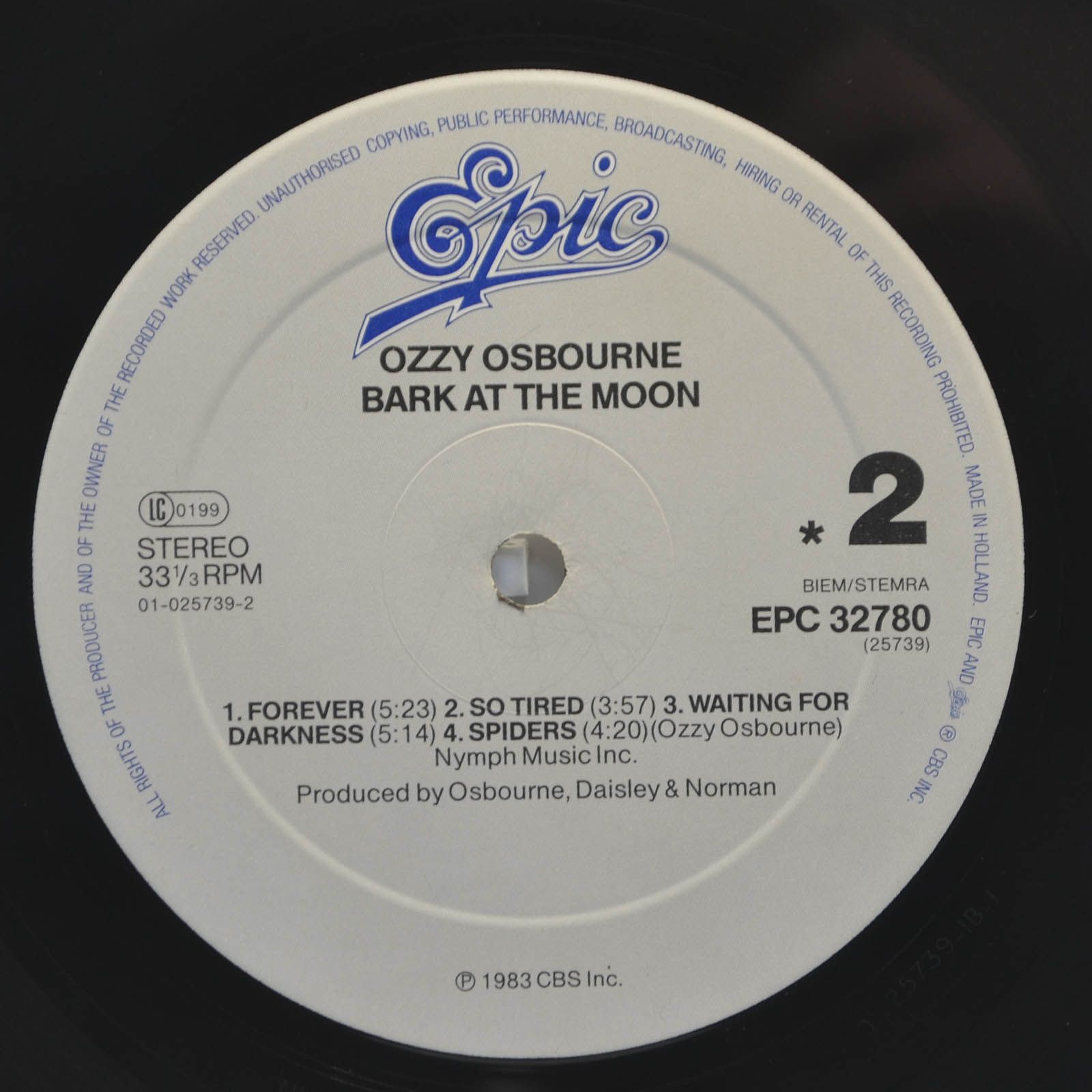 Виниловая пластинка Ozzy Osbourne — Bark At The Moon, 1983