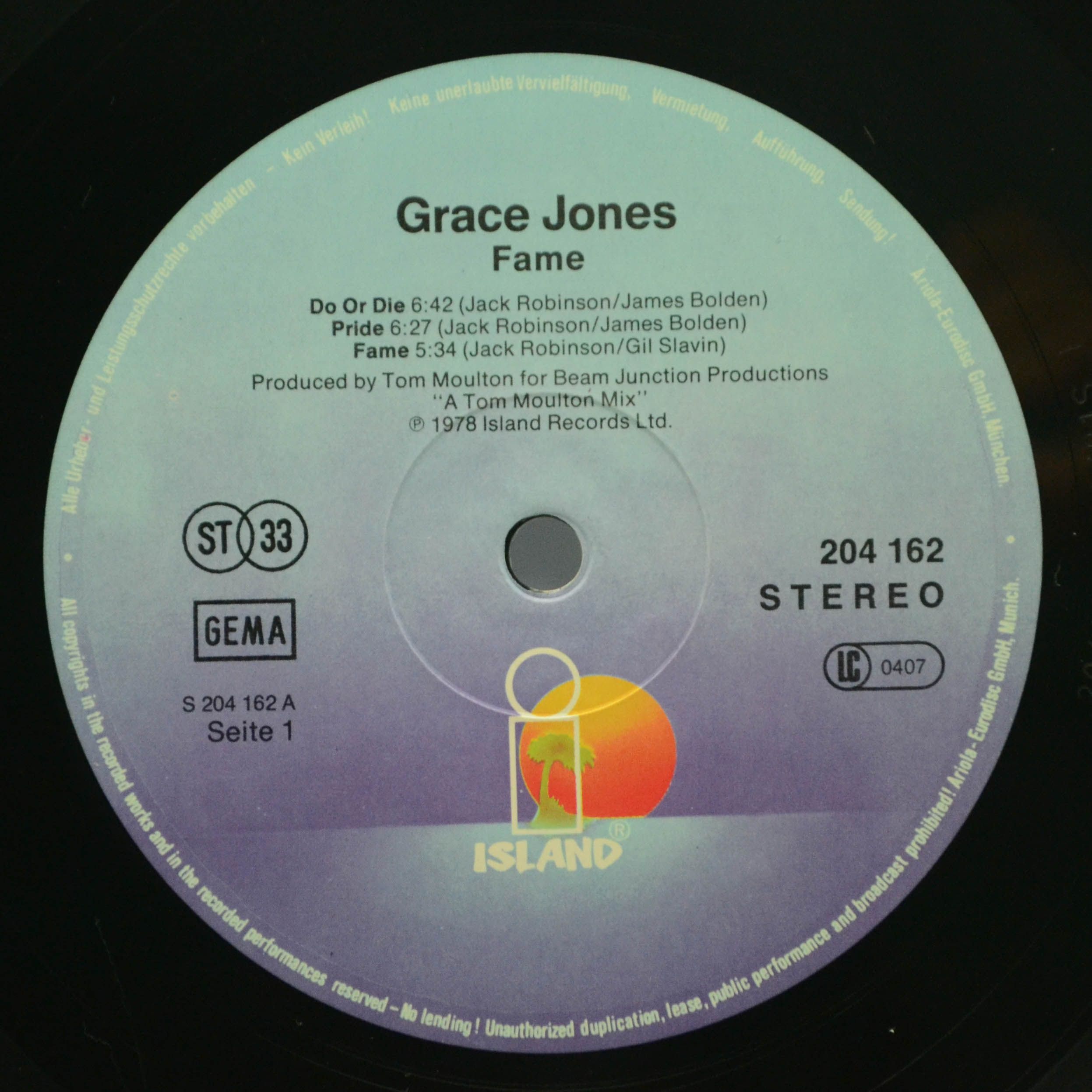 Виниловая пластинка Grace Jones — Fame, 1978