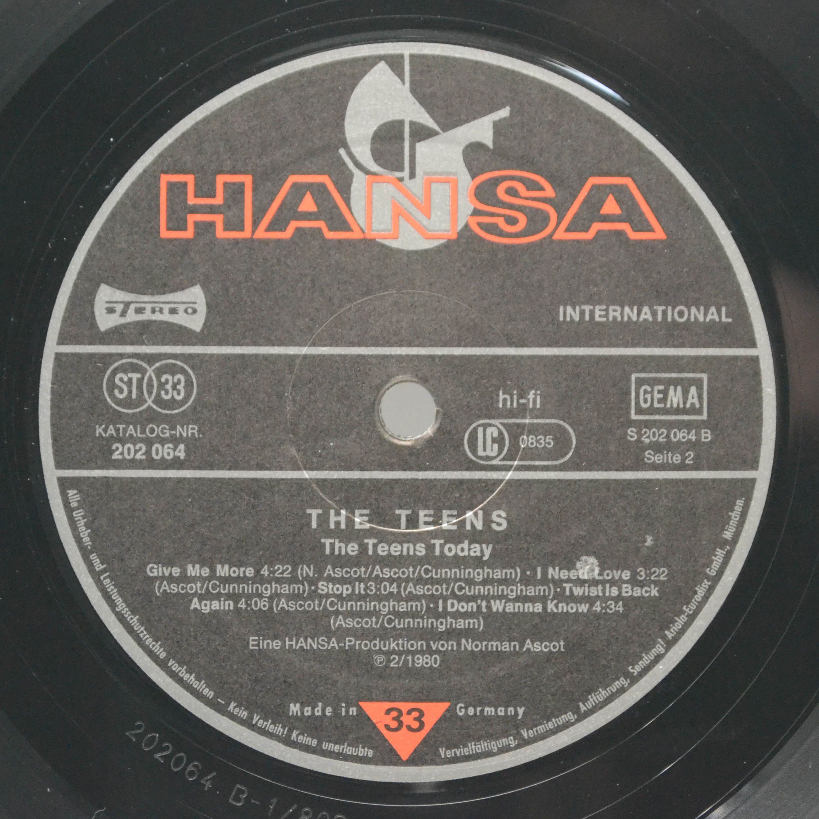 Виниловая пластинка Teens — The Teens Today, 1980
