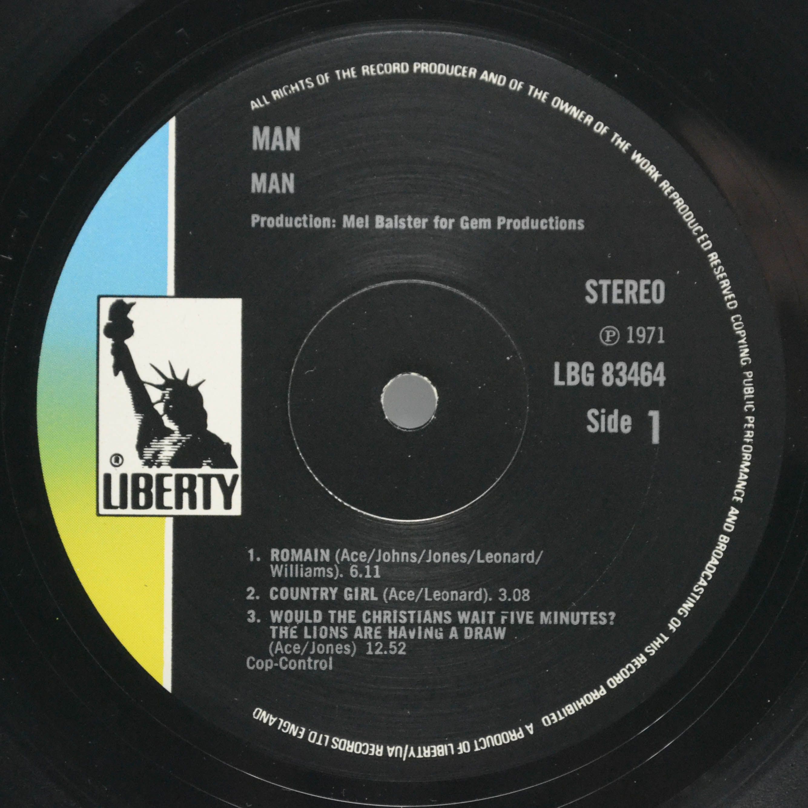 Виниловая пластинка Man — Man (1-st, UK), 1971