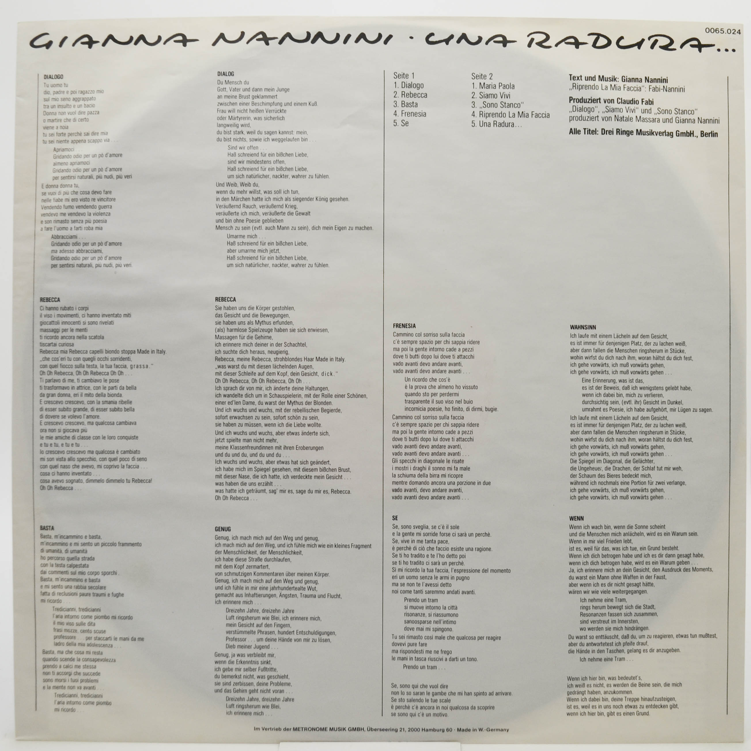 Gianna Nannini — Una Radura ..., 1981