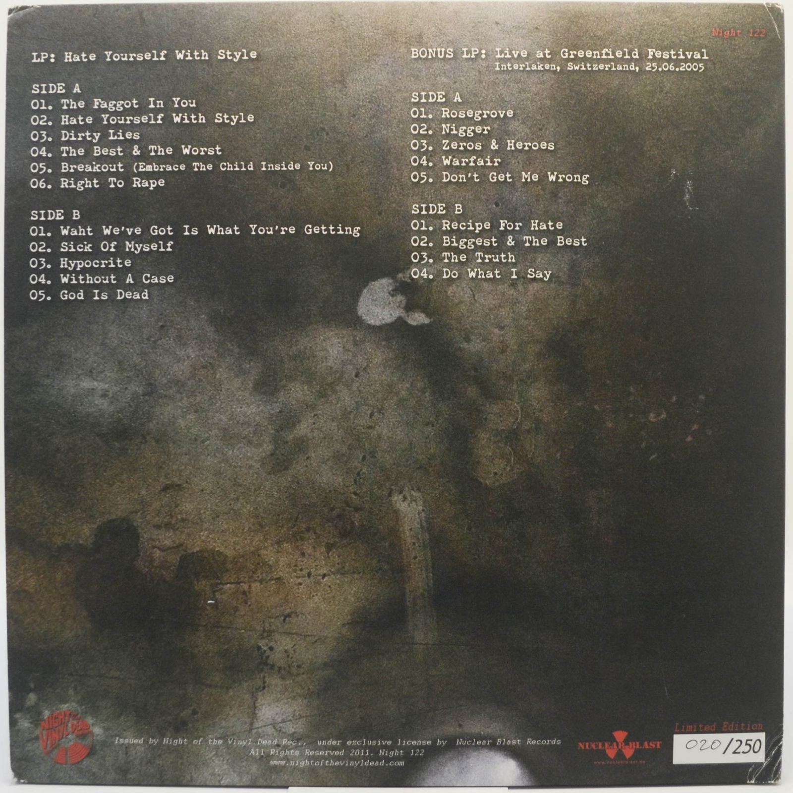 Clawfinger — Hate Yourself With Style (2LP), 2011