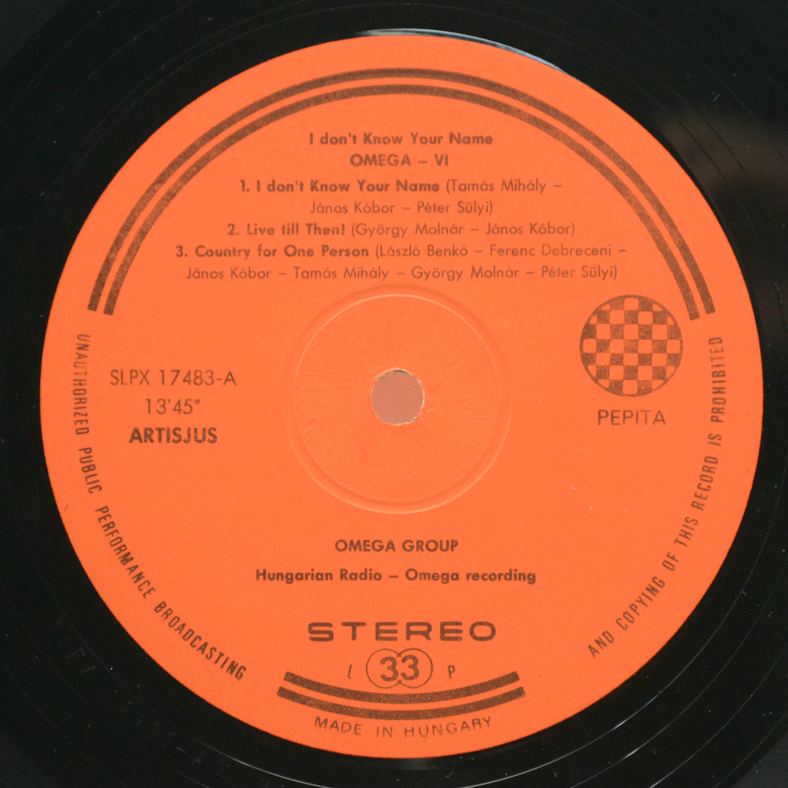 Виниловая пластинка Omega — 6 - Nem Tudom A Neved, 1975