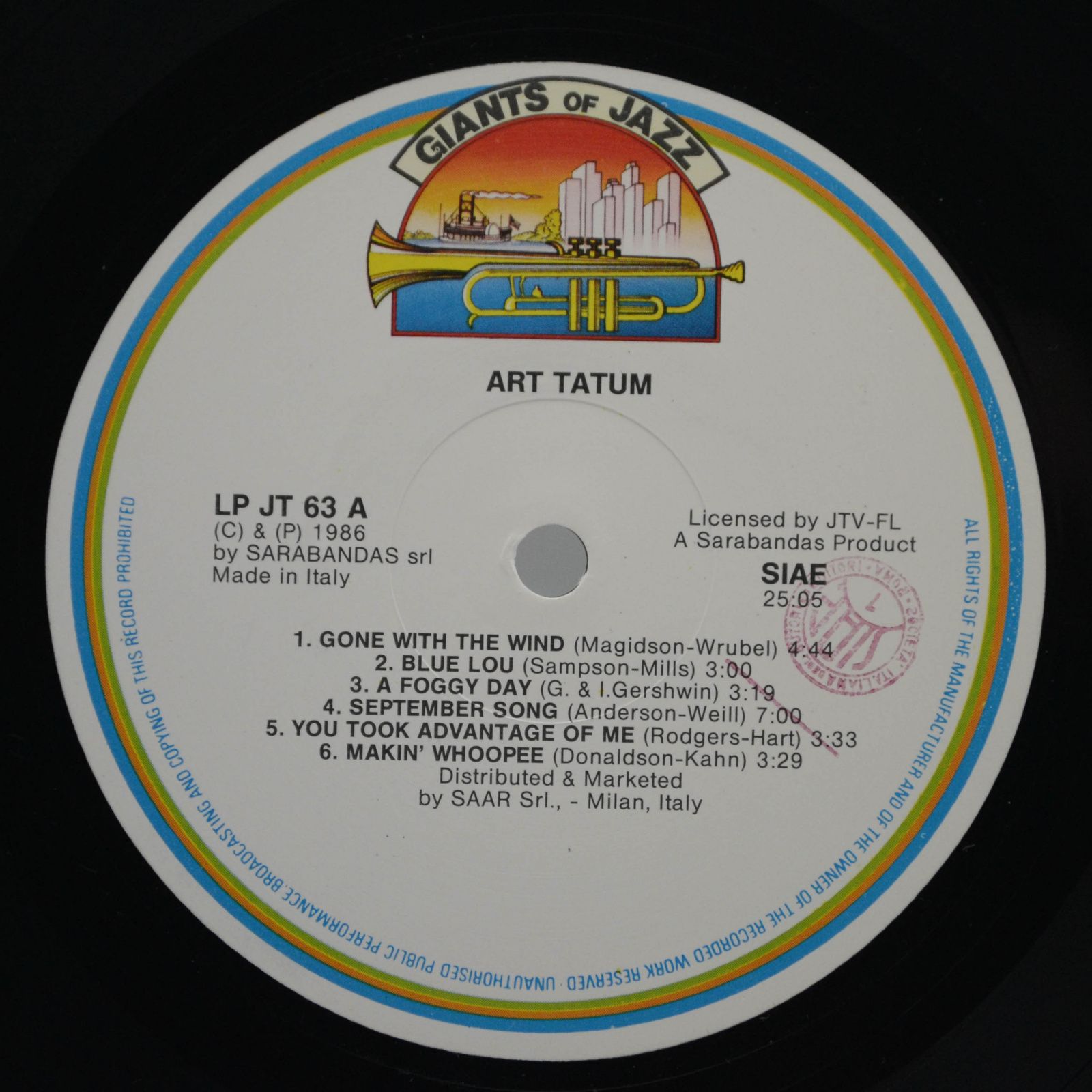 Виниловая пластинка Art Tatum — Art Tatum, 1986