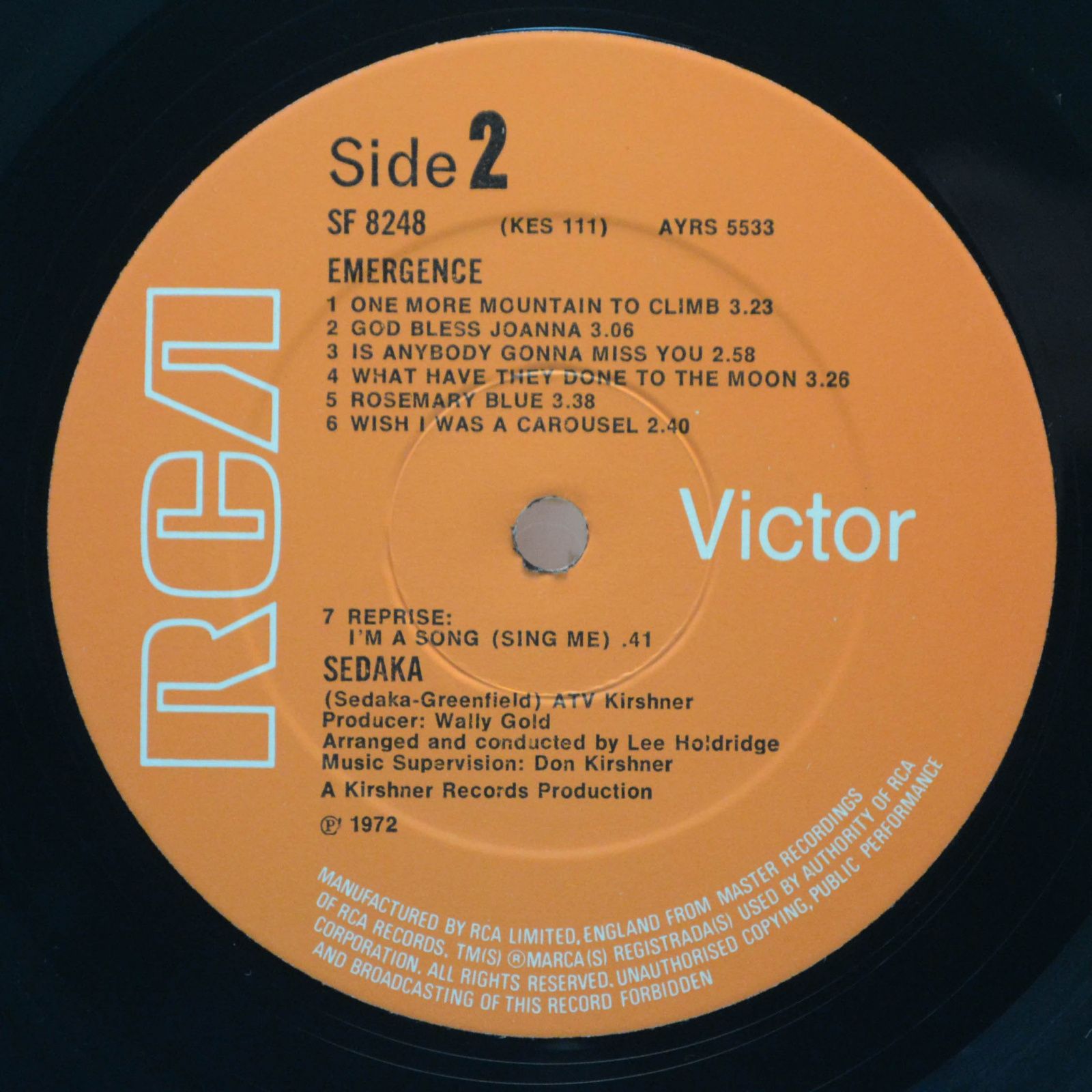 Виниловая пластинка Sedaka — Emergence, 1972