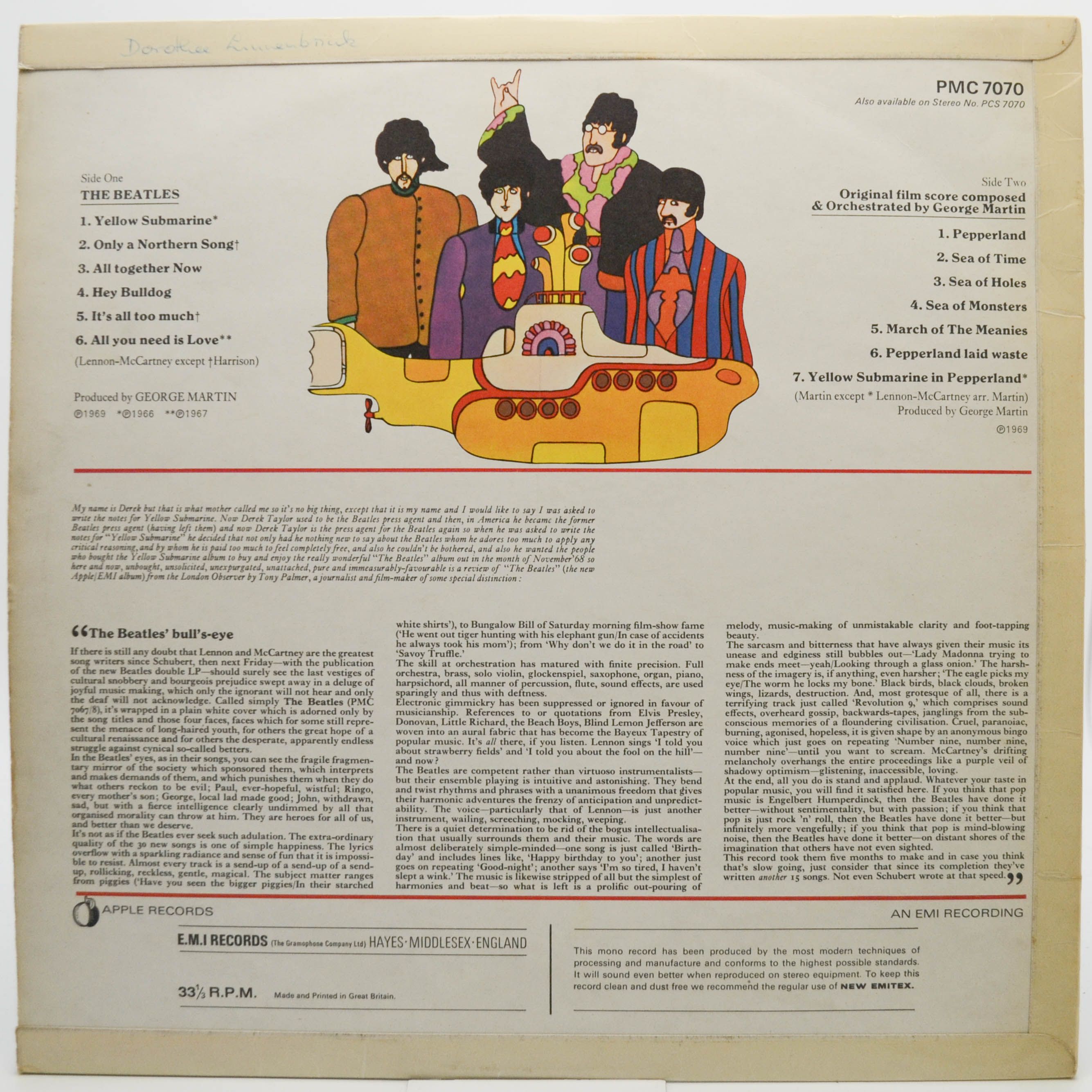Beatles — Yellow Submarine (1-st, UK), 1969
