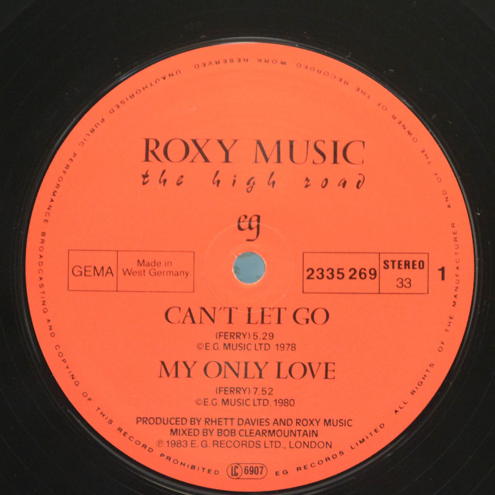 Виниловая пластинка Roxy Music — The High Road, 1983