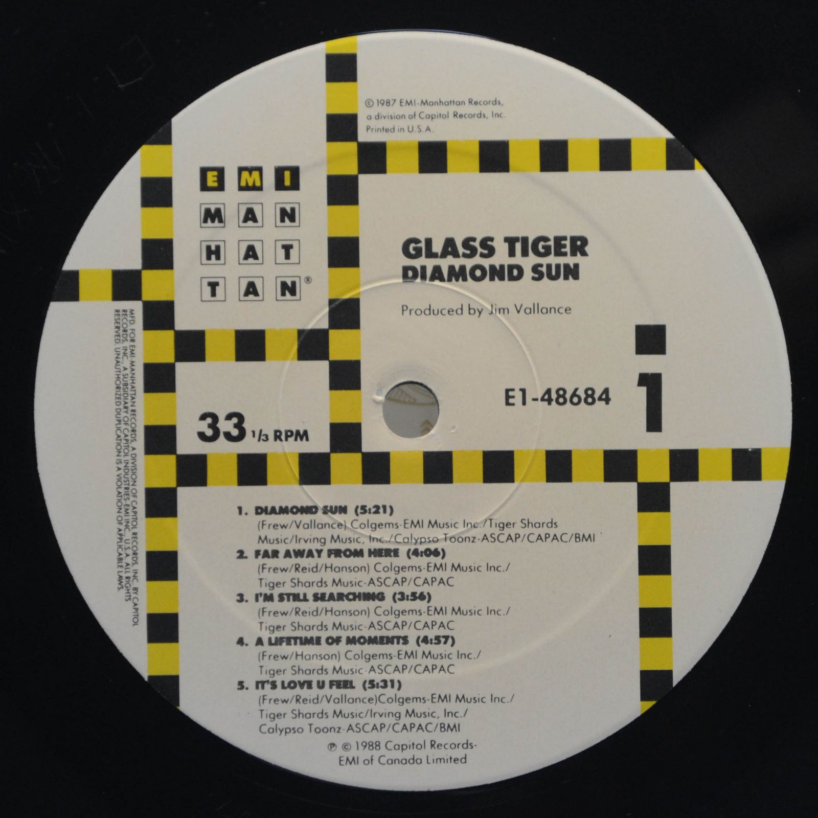 Виниловая пластинка Glass Tiger — Diamond Sun, 1988