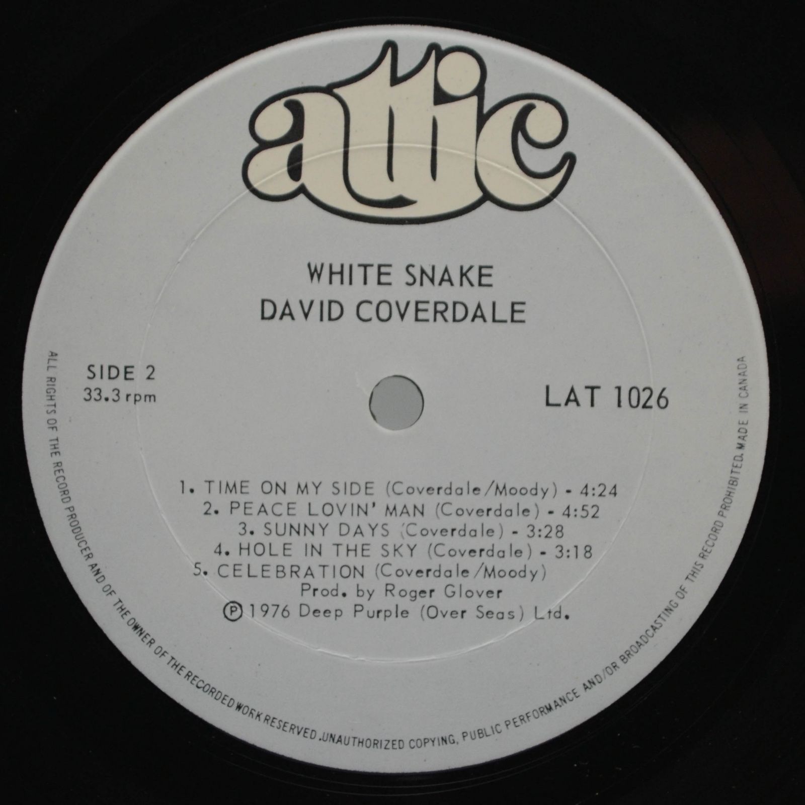 Виниловая пластинка David Coverdale — White Snake, 1977