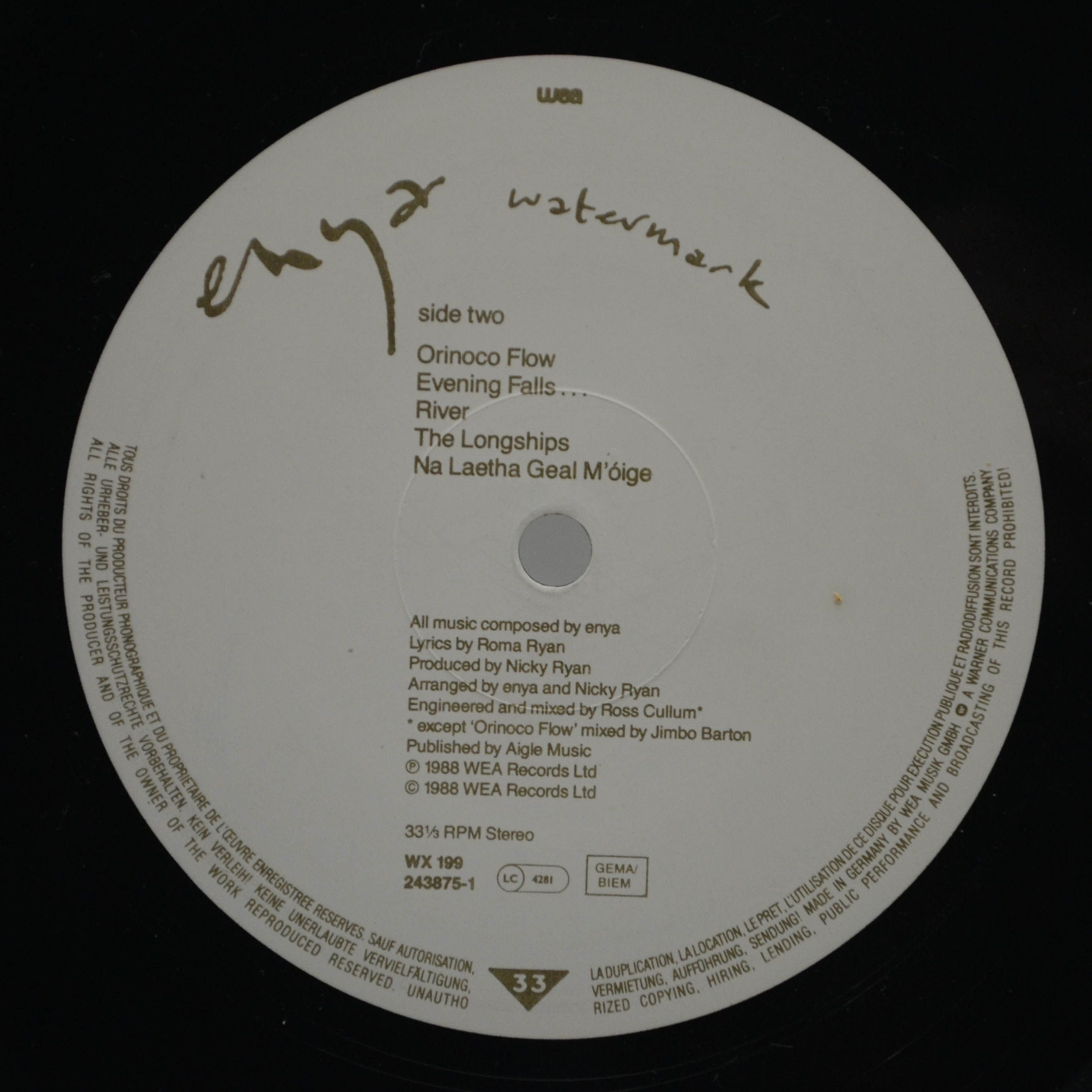 Виниловая пластинка Enya — Watermark, 1988