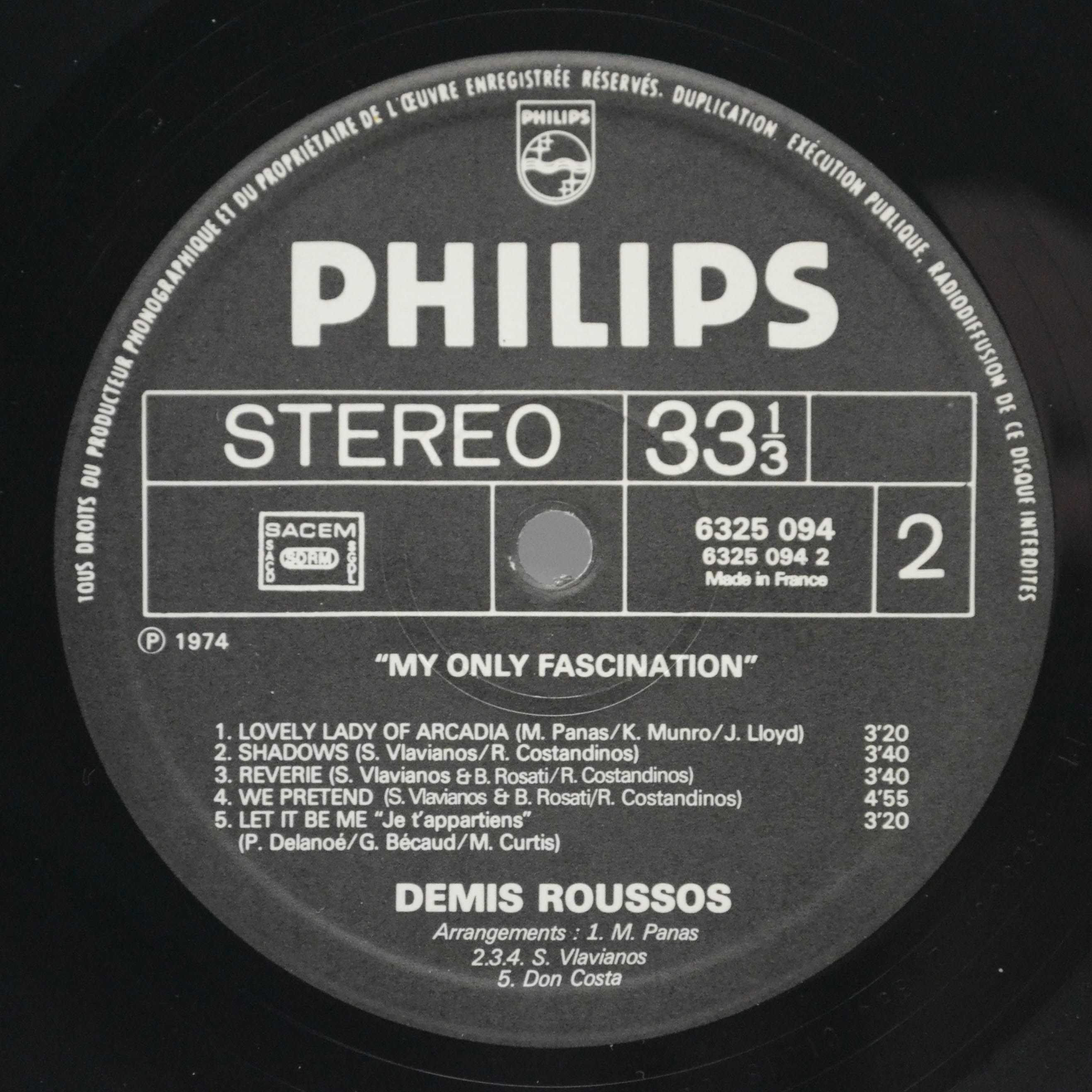 Démis Roussos — My Only Fascination (France), 1974