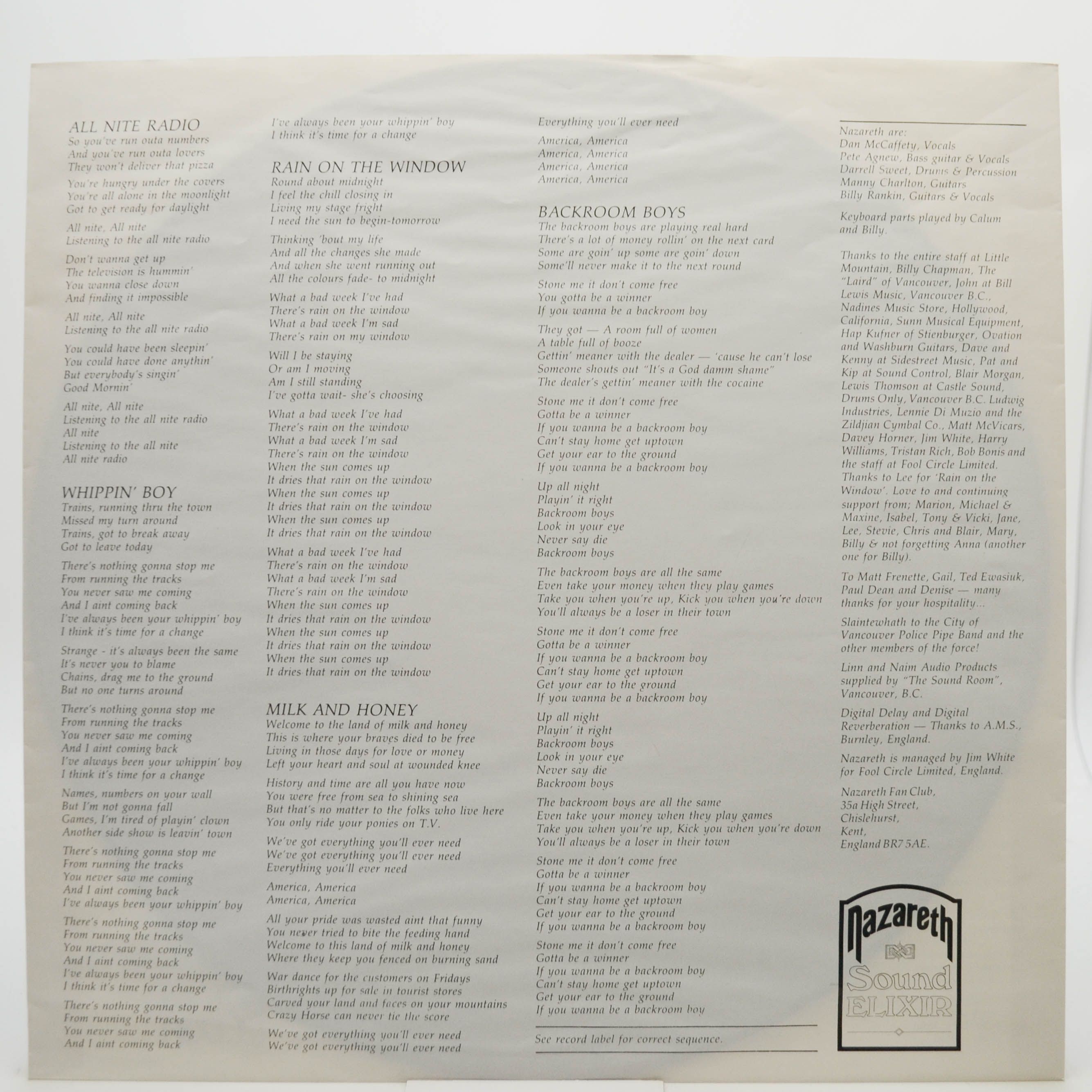 Nazareth — Sound Elixir, 1983