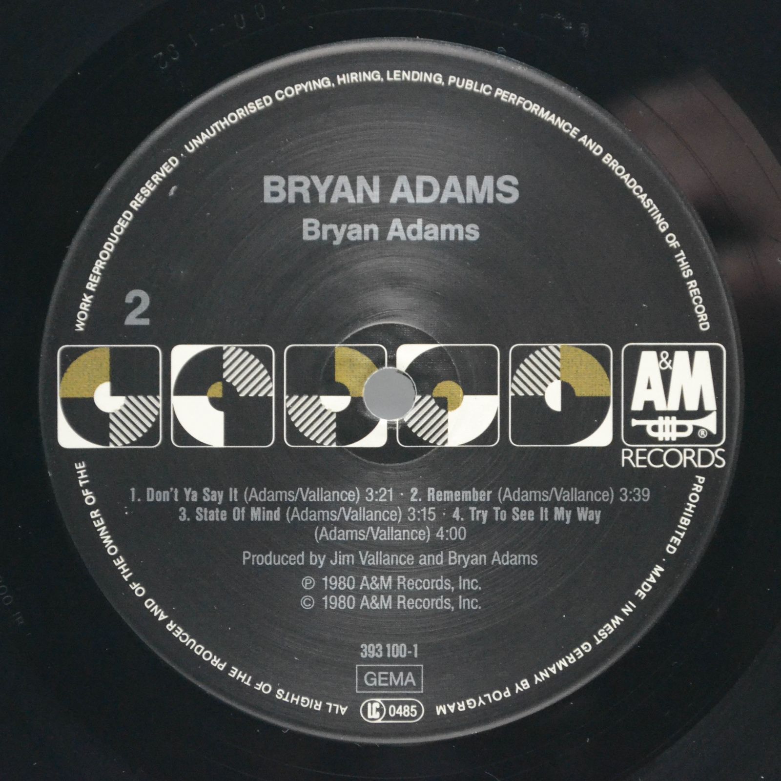 Виниловая пластинка Bryan Adams — Bryan Adams, 1980