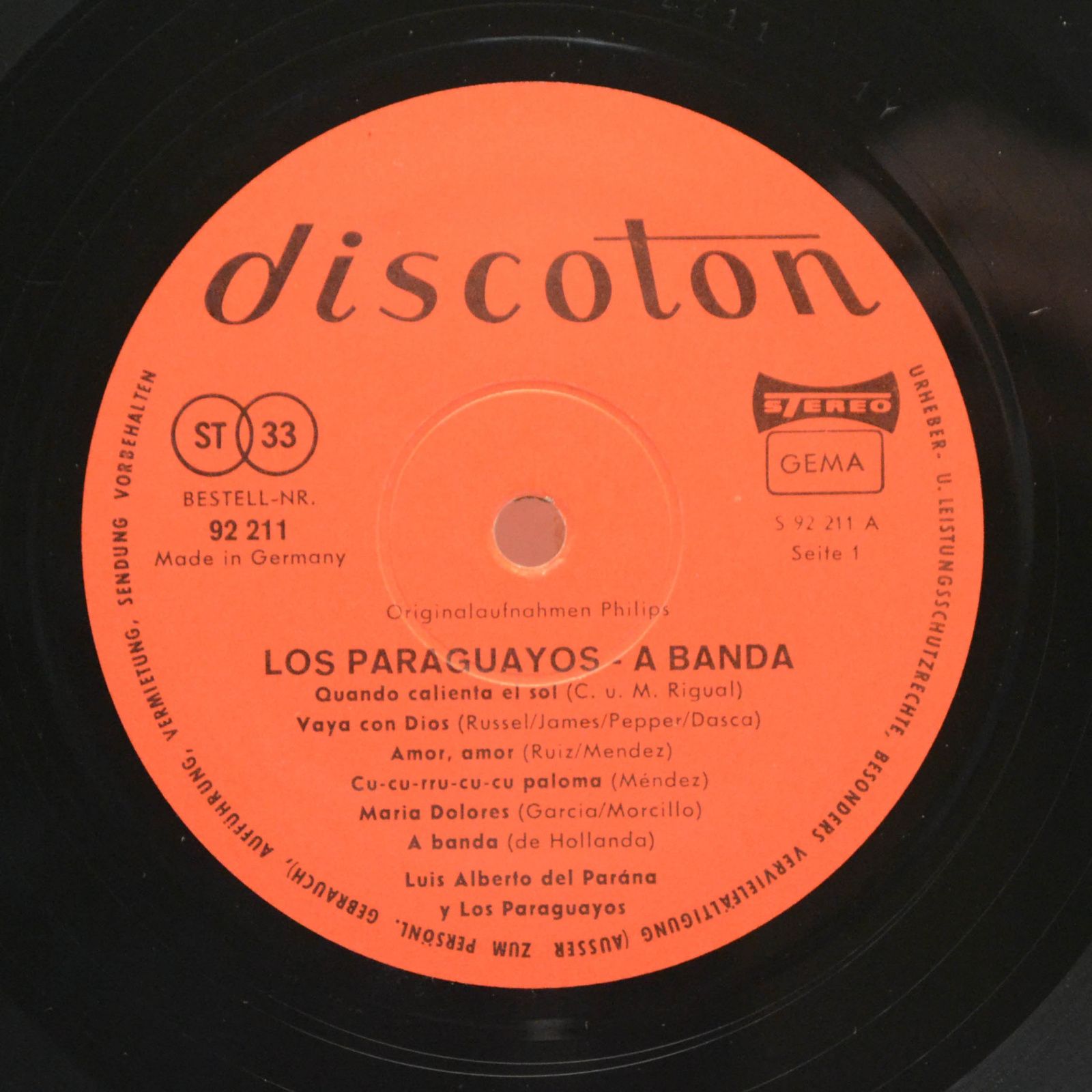 Виниловая пластинка Los Paraguayos — A Banda,