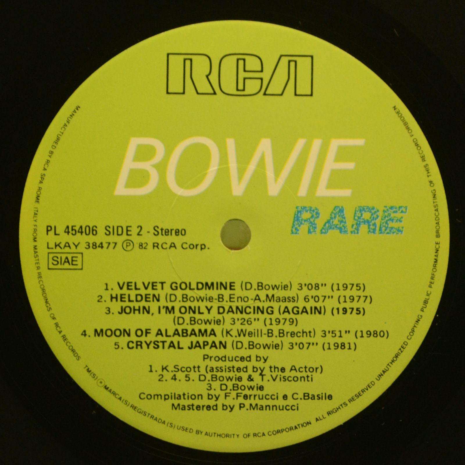 Bowie — Rare, 1982