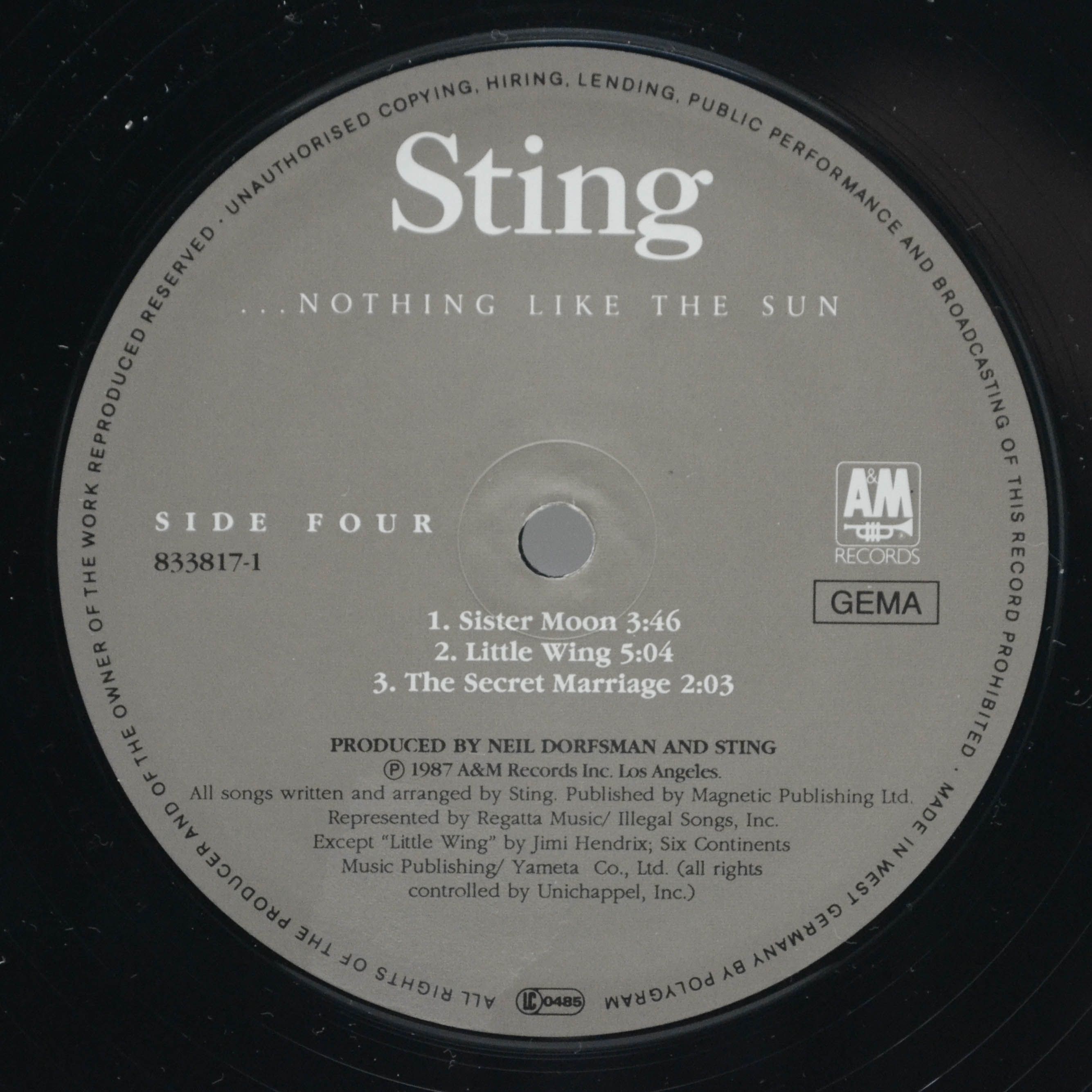 Sting — ...Nothing Like The Sun (2LP), 1987