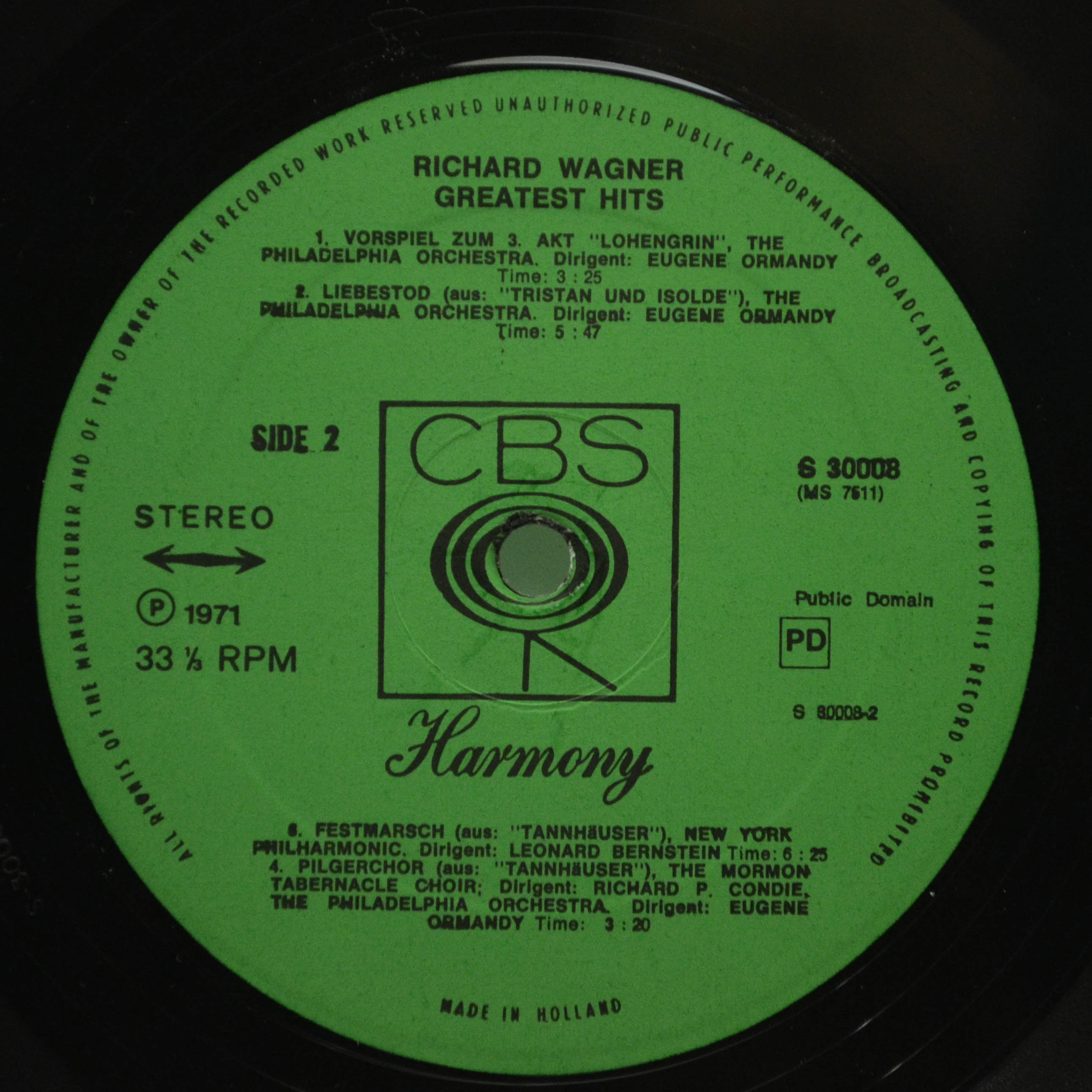 Виниловая пластинка Wagner — Greatest Hits, 1971