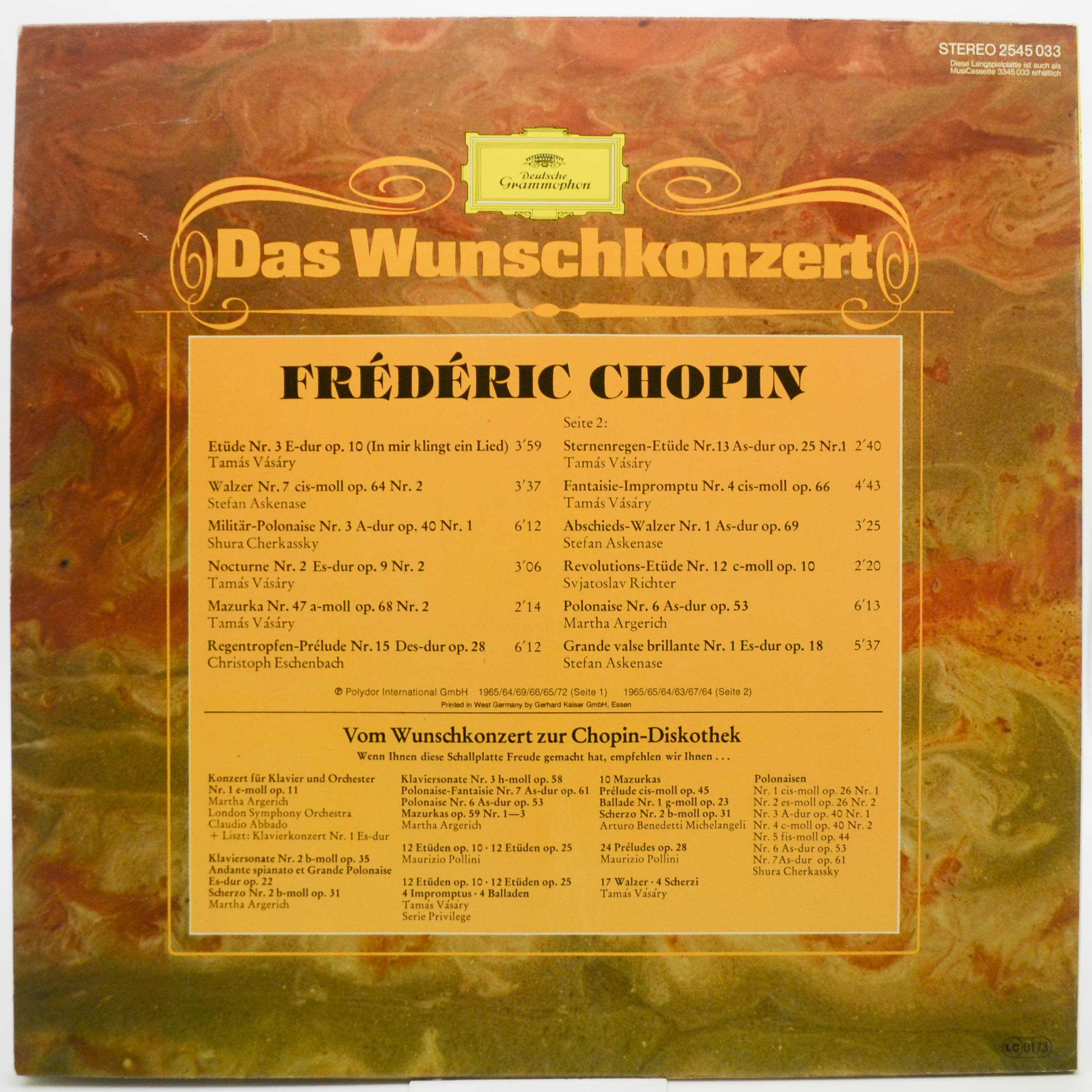 Виниловая пластинка Frédéric Chopin — Das Wunschkonzert, 1974