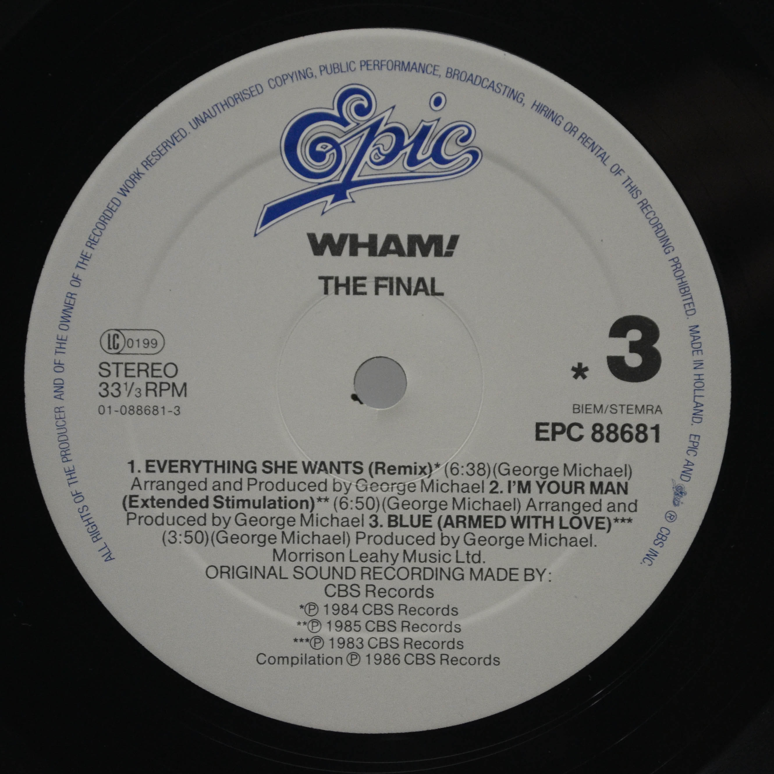 Виниловая пластинка Wham! — The Final (2LP), 1986