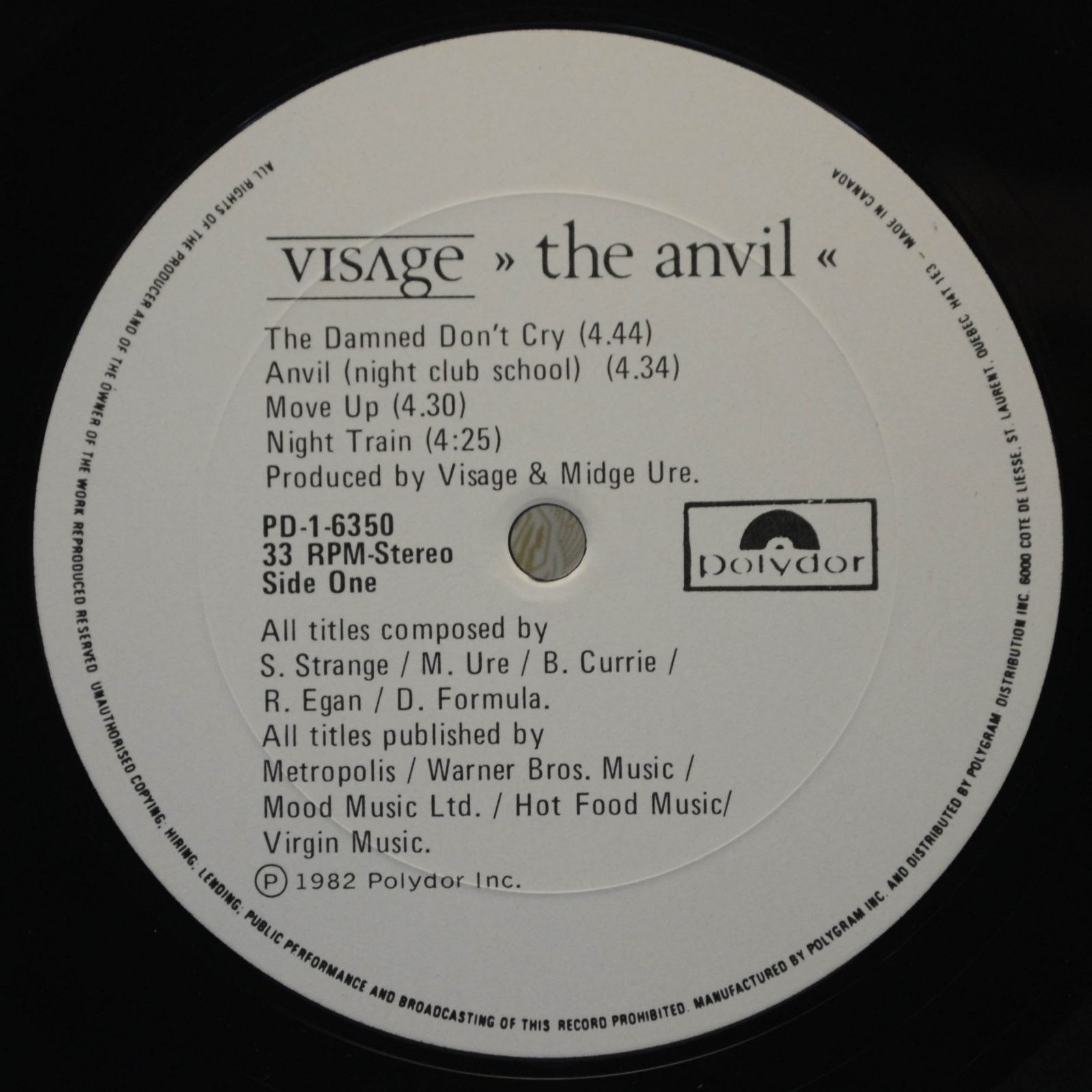Виниловая пластинка Visage — The Anvil, 1982