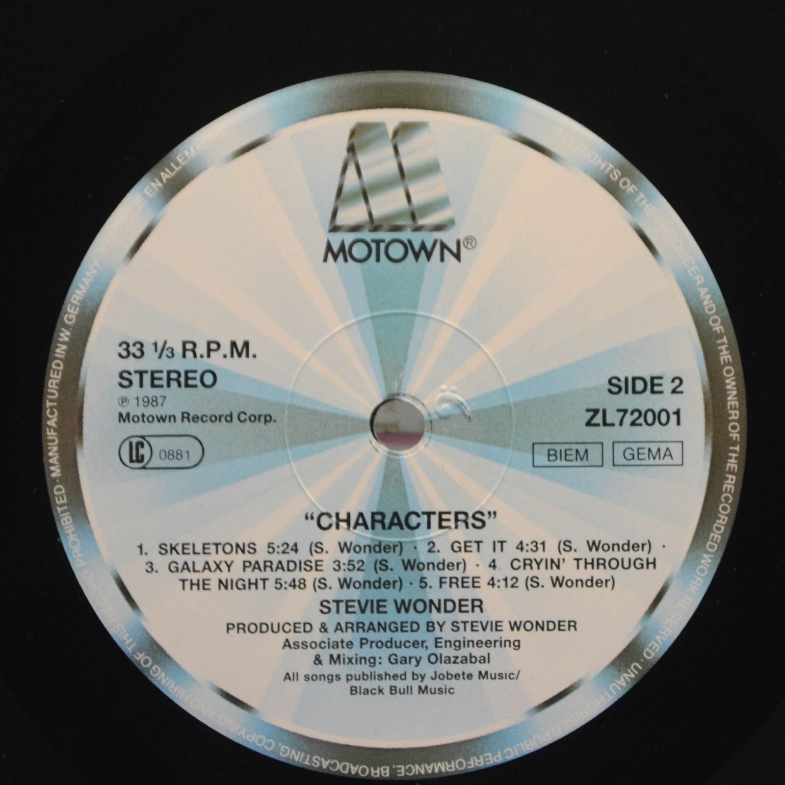 Виниловая пластинка Stevie Wonder — Characters, 1987