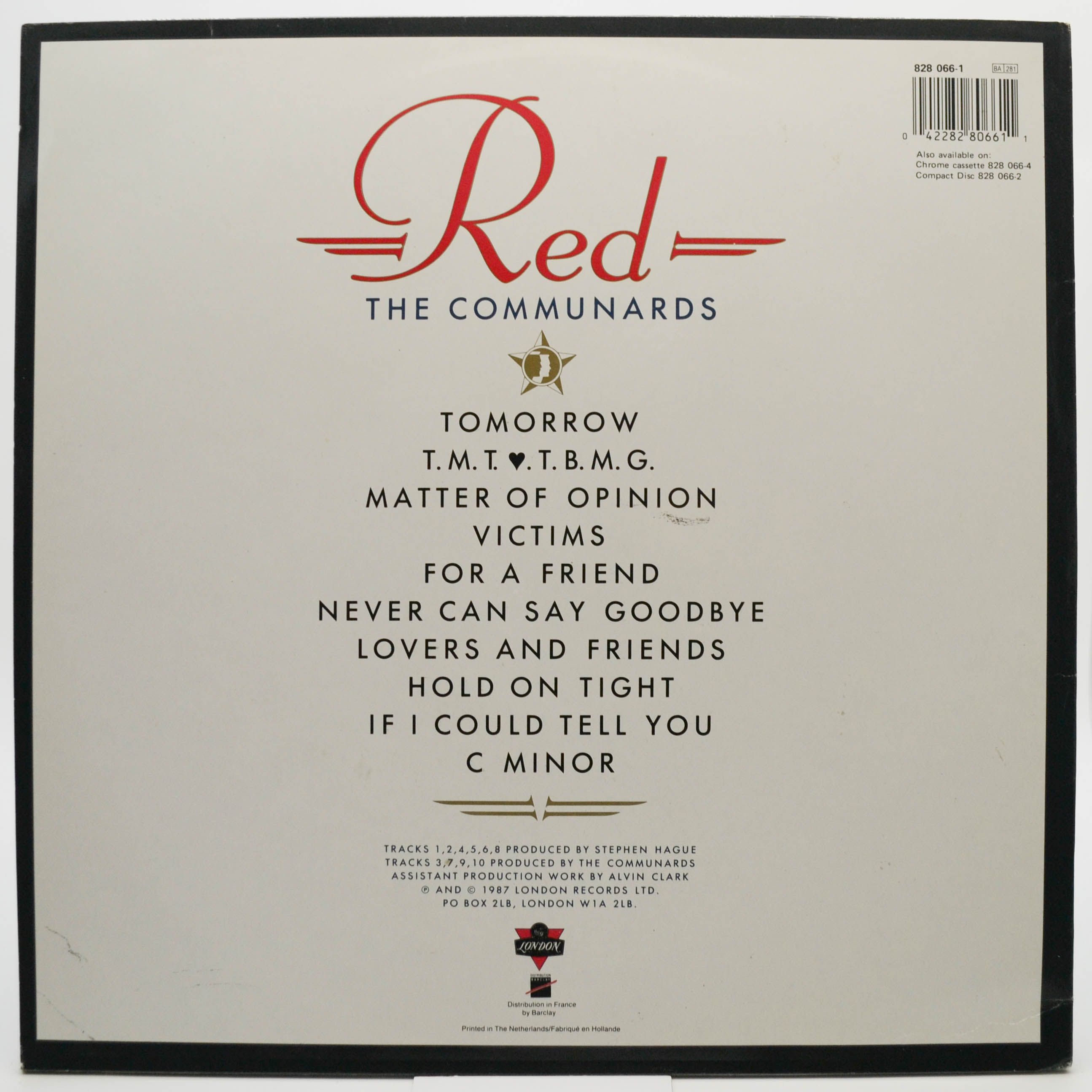 Виниловая пластинка Communards — Red, 1987