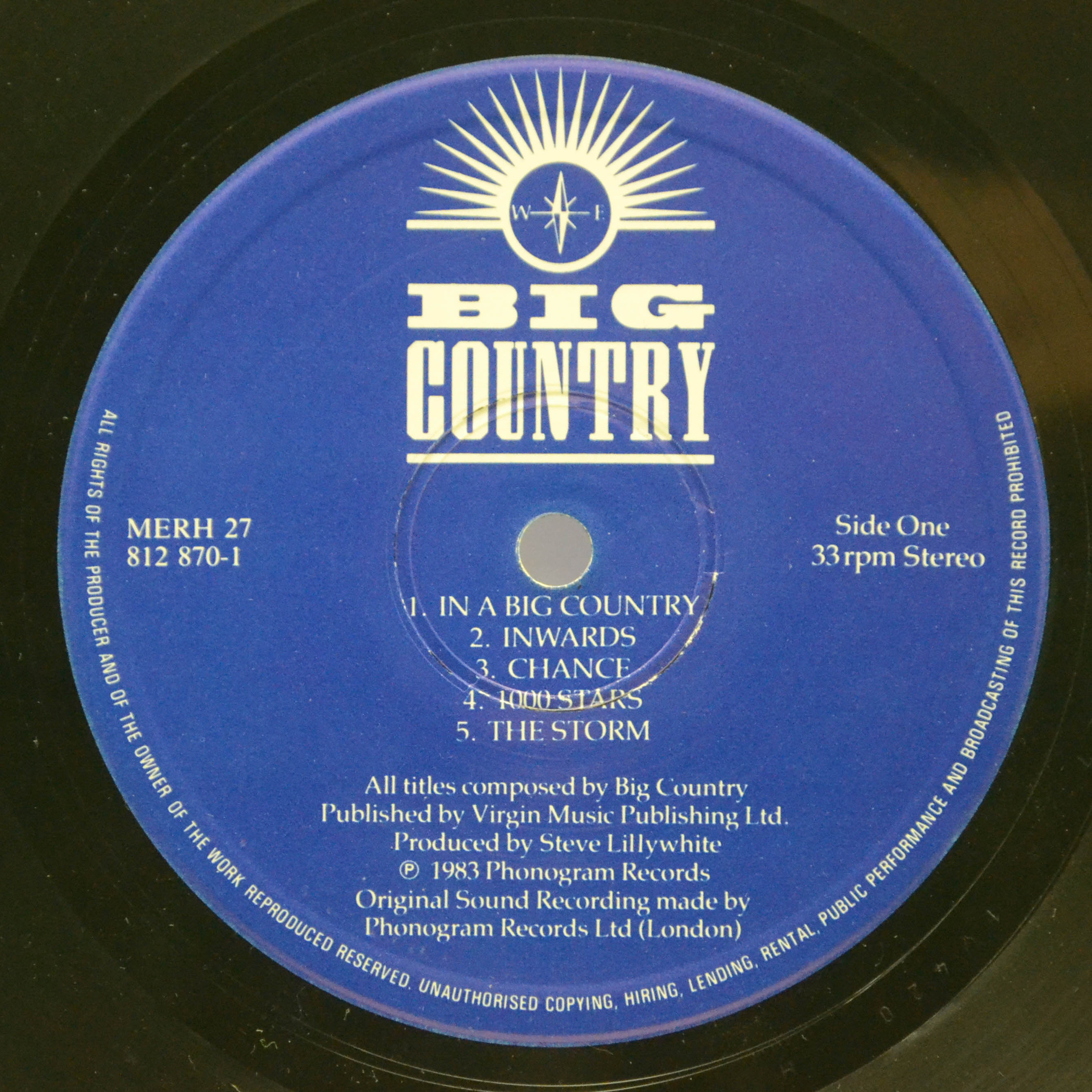 Виниловая пластинка Big Country — The Crossing (1-st, UK), 1984