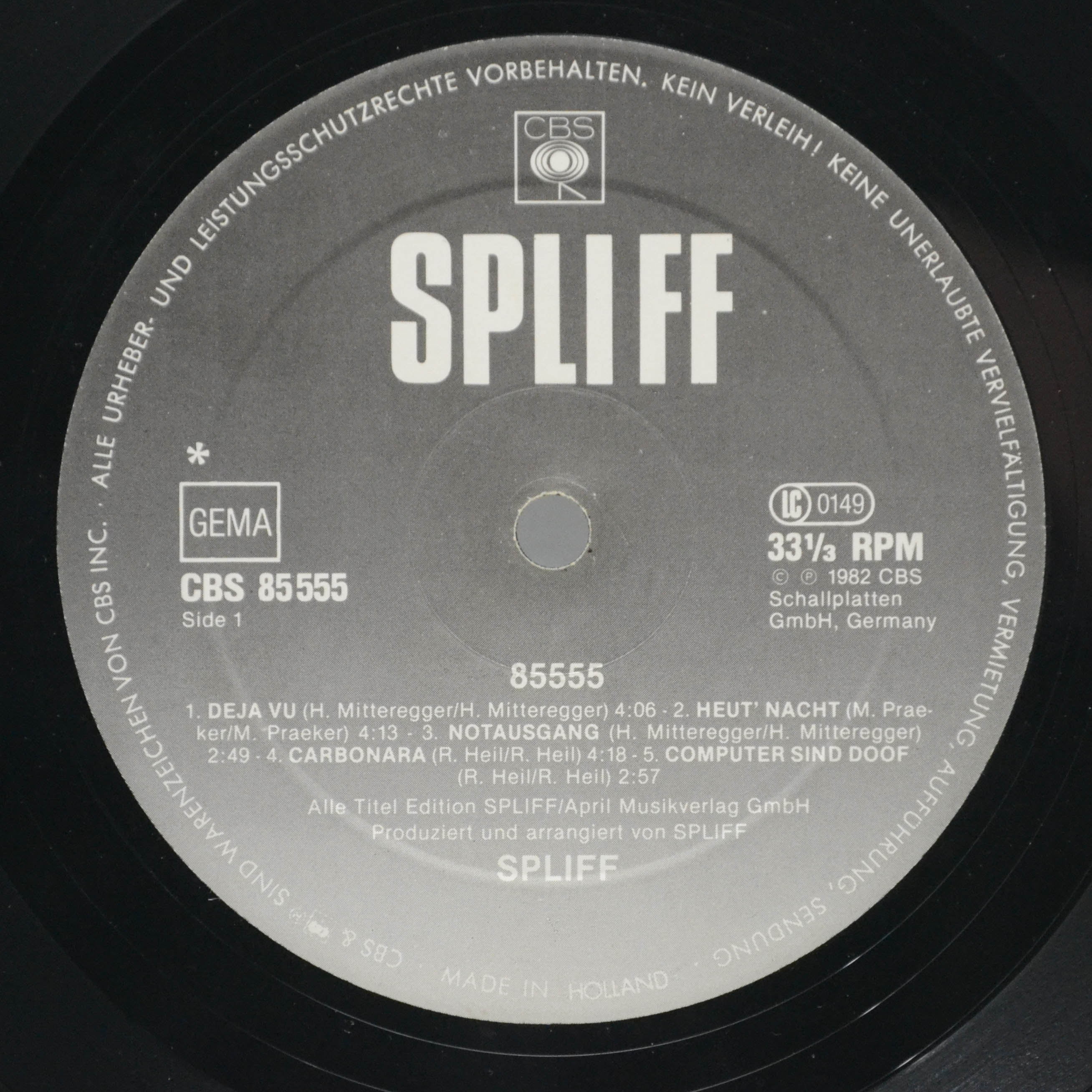 Виниловая пластинка Spliff — 85555, 1982
