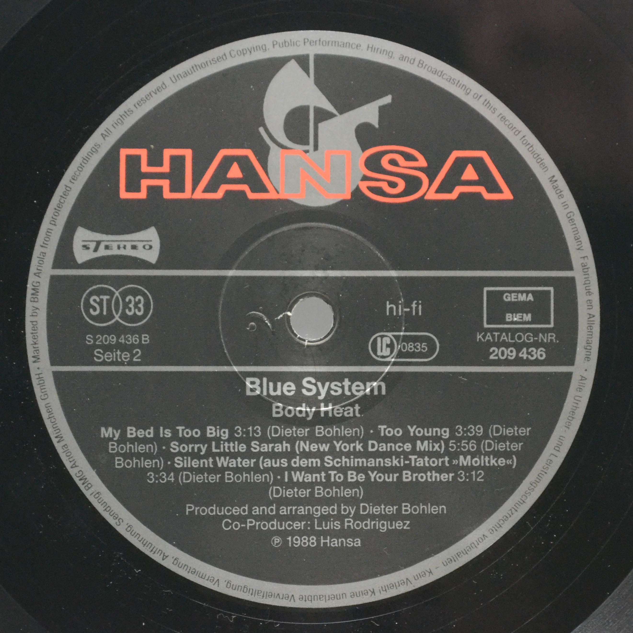 Blue System — Body Heat, 1988