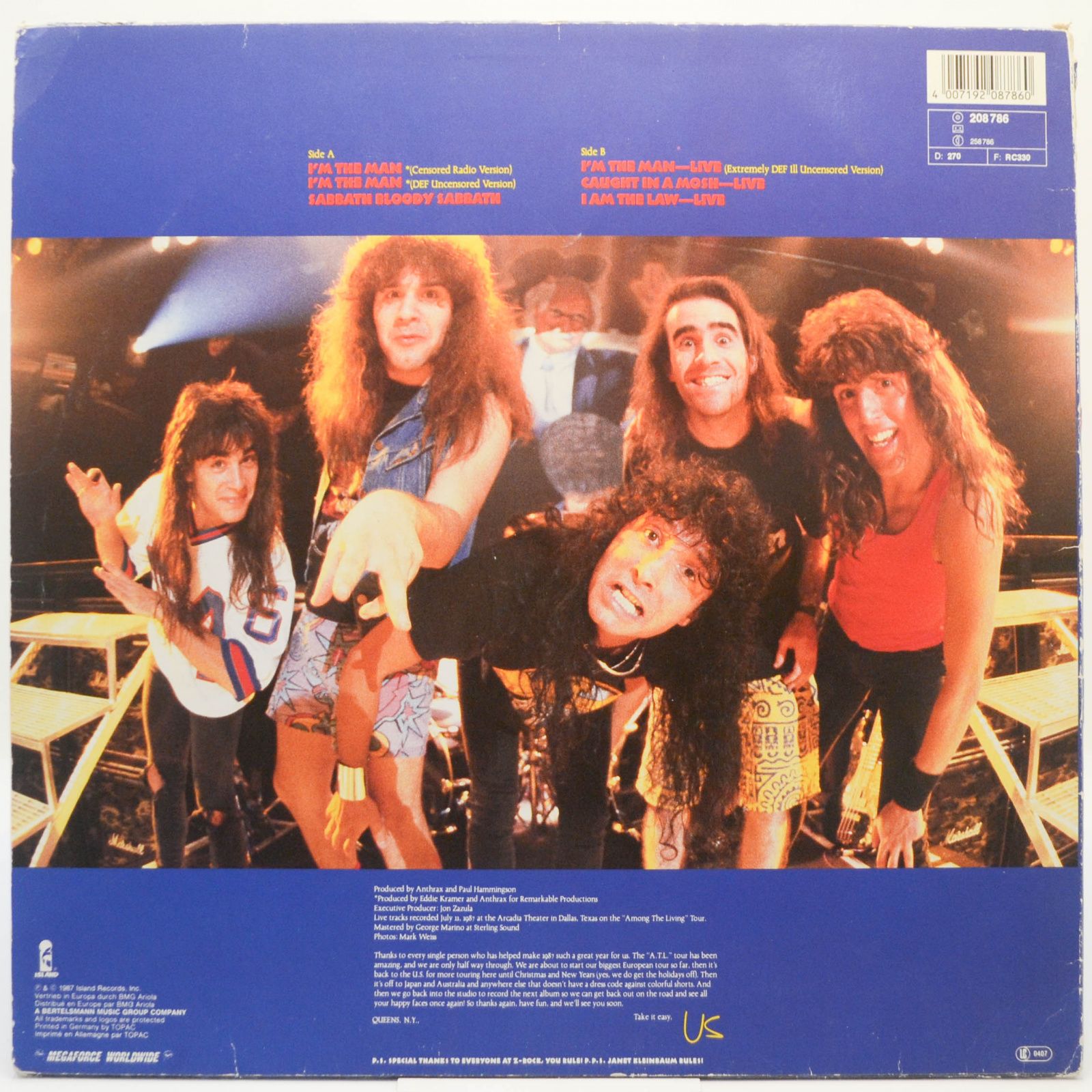 Виниловая пластинка Anthrax — I'm The Man, 1987