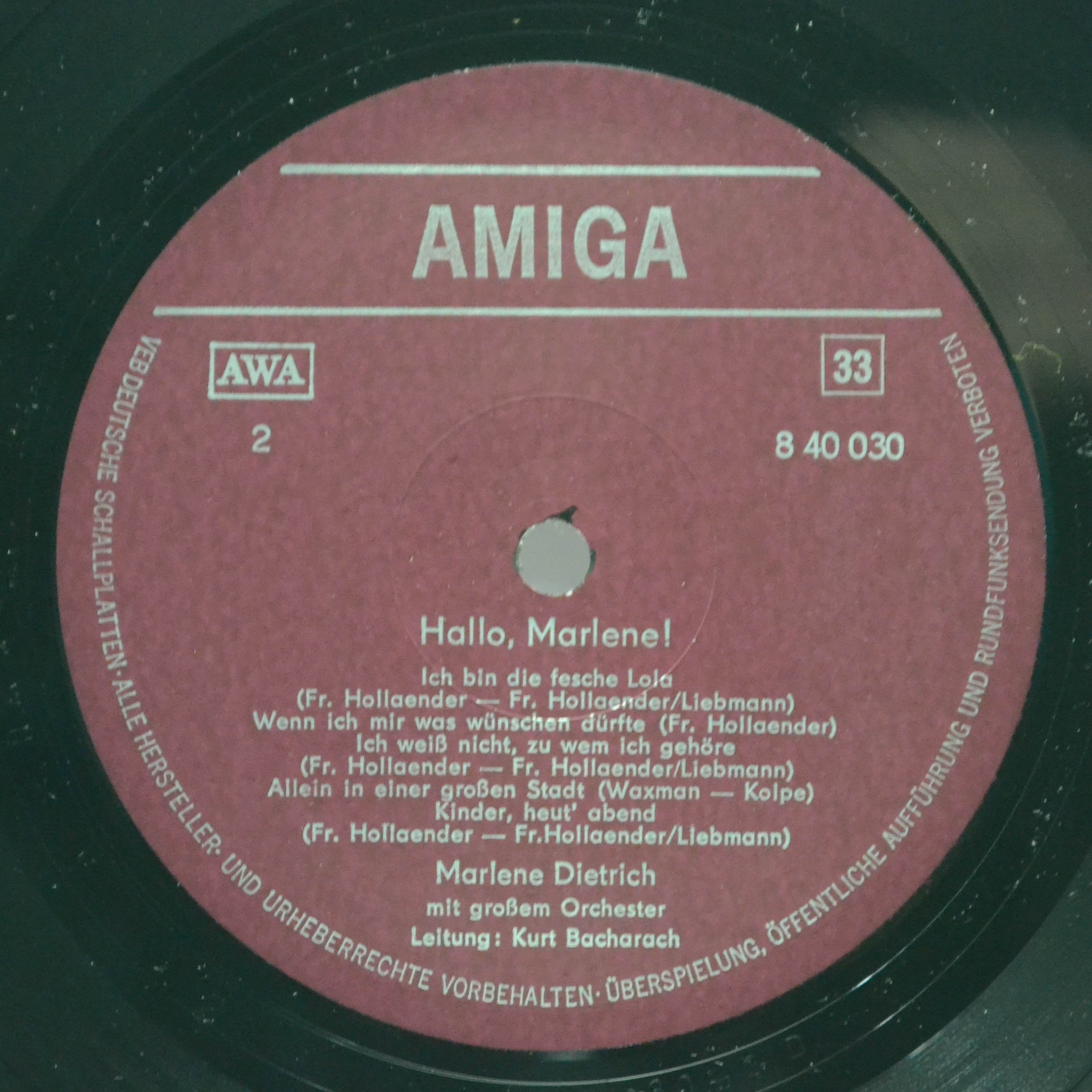 Виниловая пластинка Marlene Dietrich — Hallo Marlene, 1979