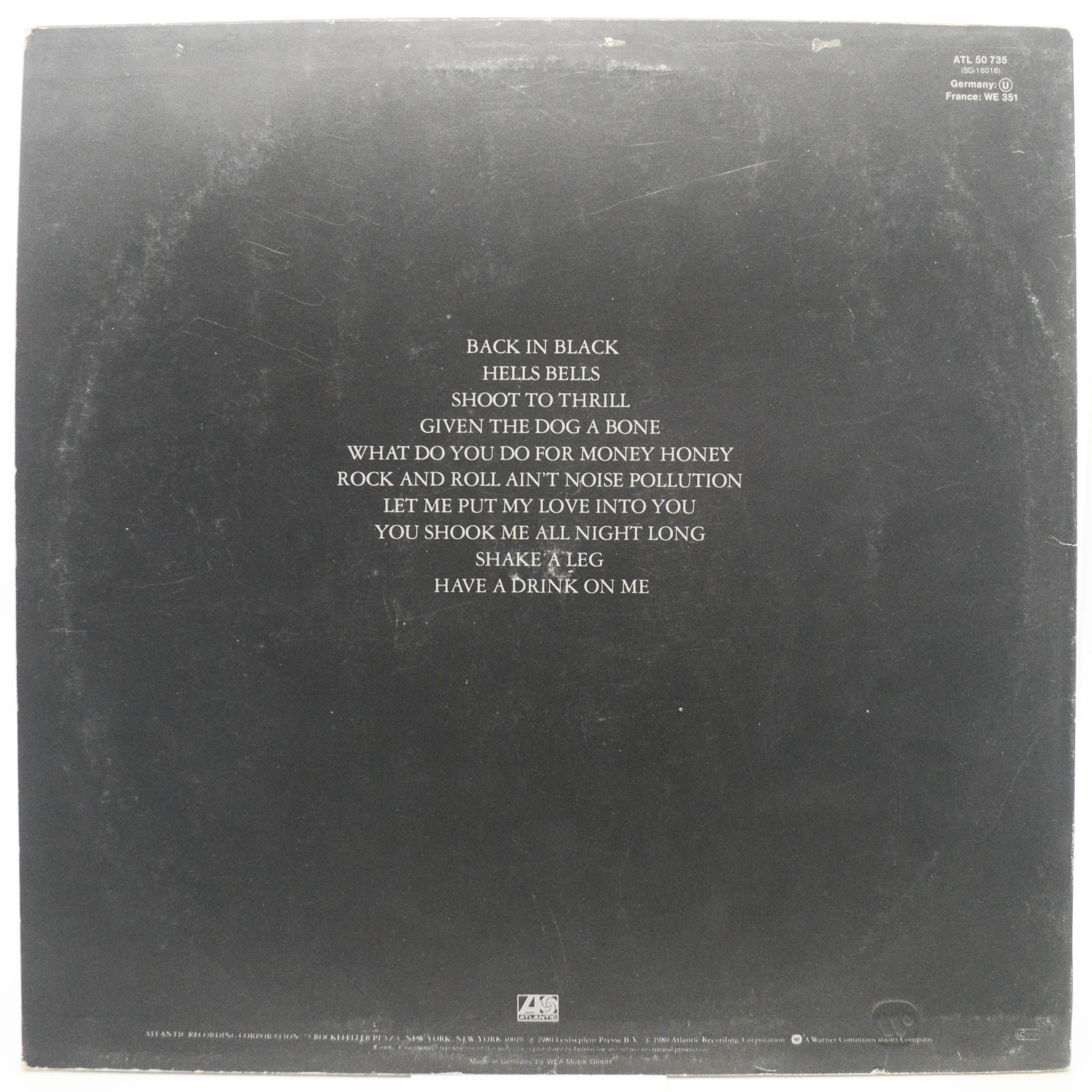 Виниловая пластинка AC/DC — Back In Black, 1980
