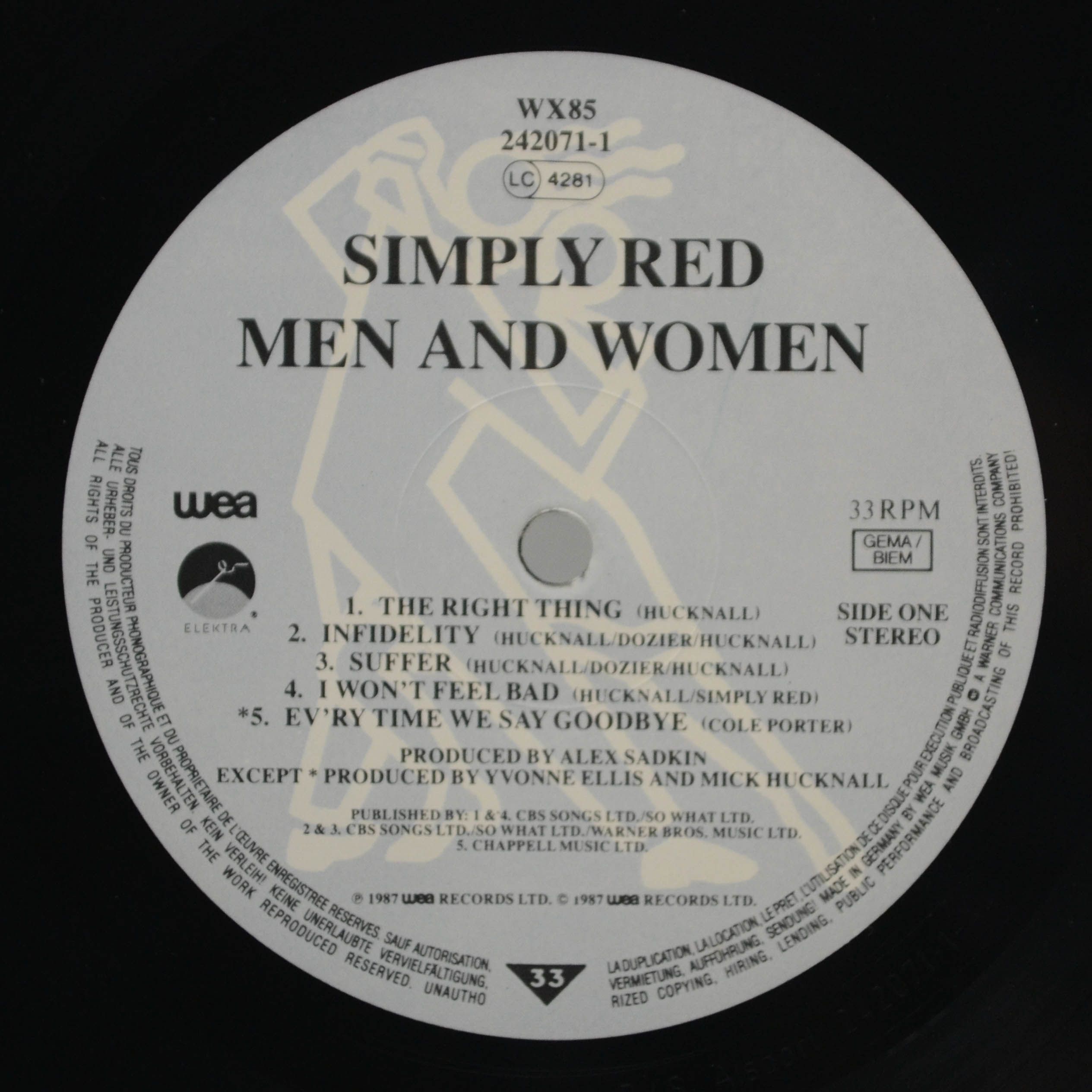 Виниловая пластинка Simply Red — Men And Women, 1987