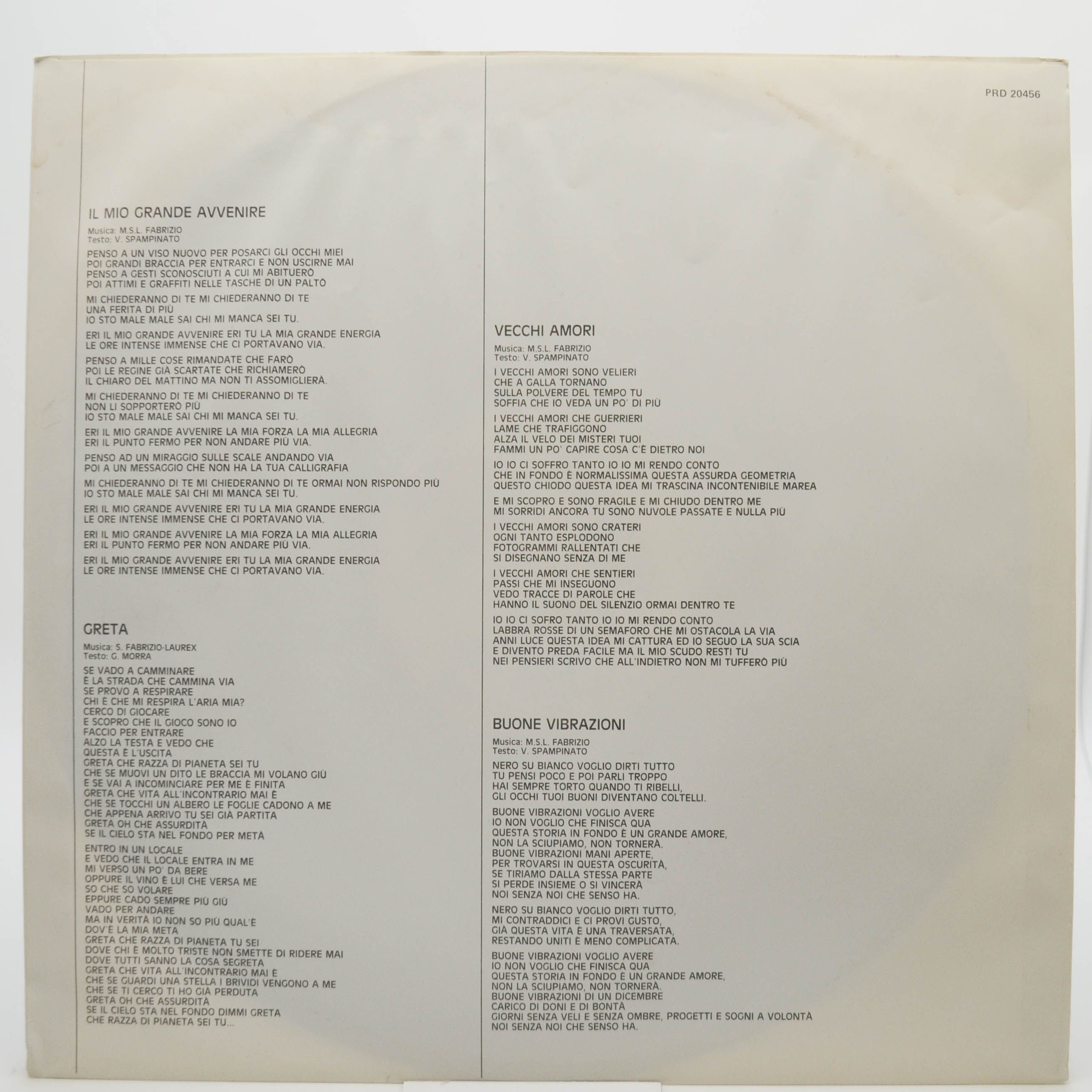 Виниловая пластинка Riccardo Fogli — 1985 (1-st, Italy), 1985