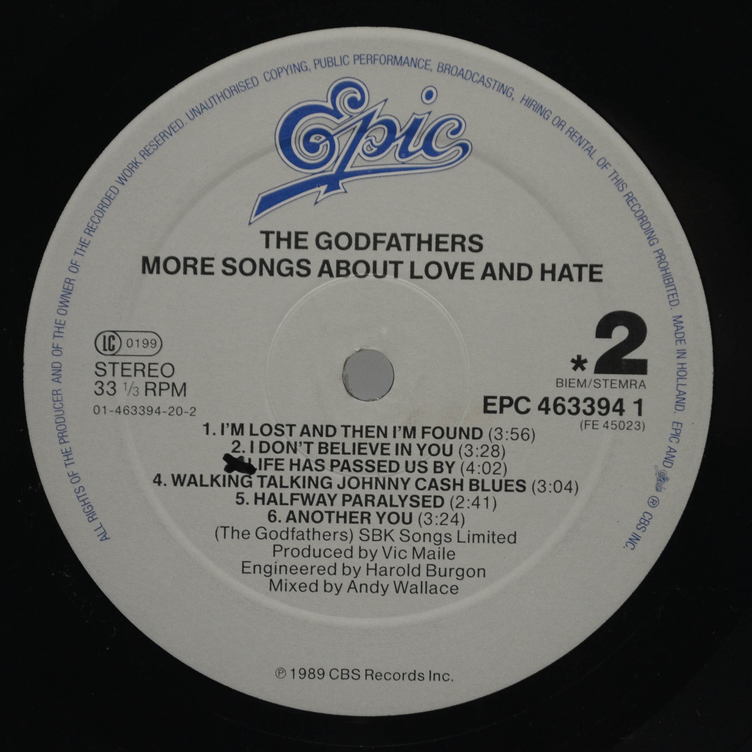 Виниловая пластинка Godfathers — More Songs About Love & Hate, 1989